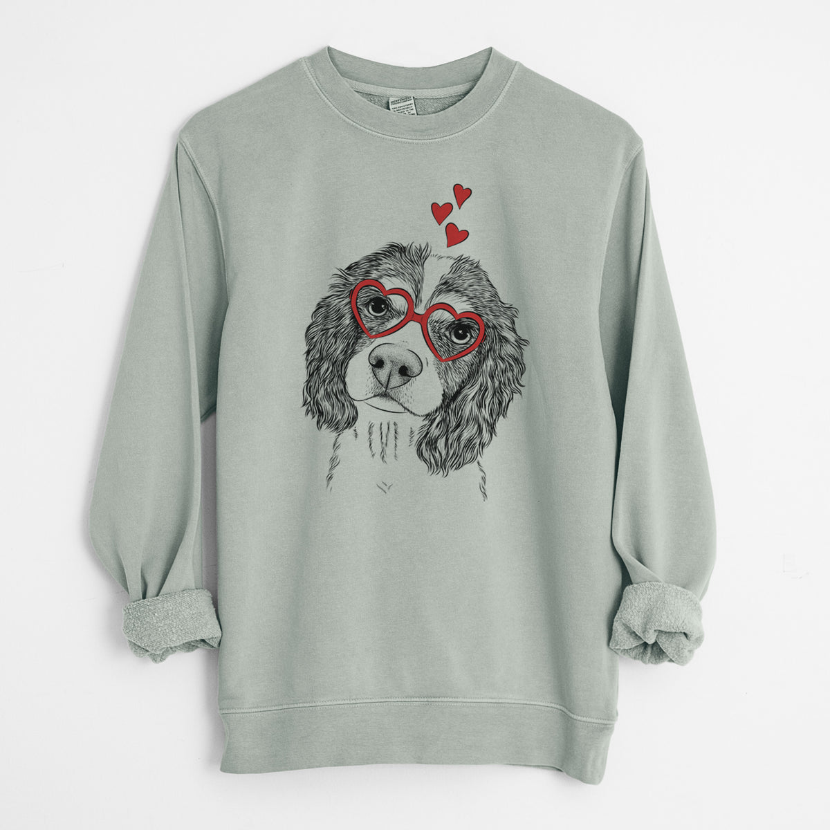Valentine Truman the Cavalier King Charles Spaniel - Unisex Pigment Dyed Crew Sweatshirt