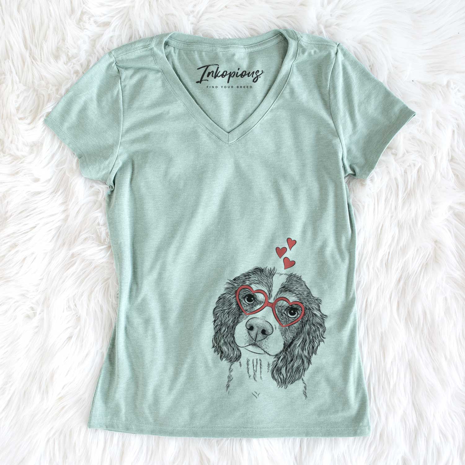 Valentine Truman the Cavalier King Charles Spaniel - Women's V-neck Shirt