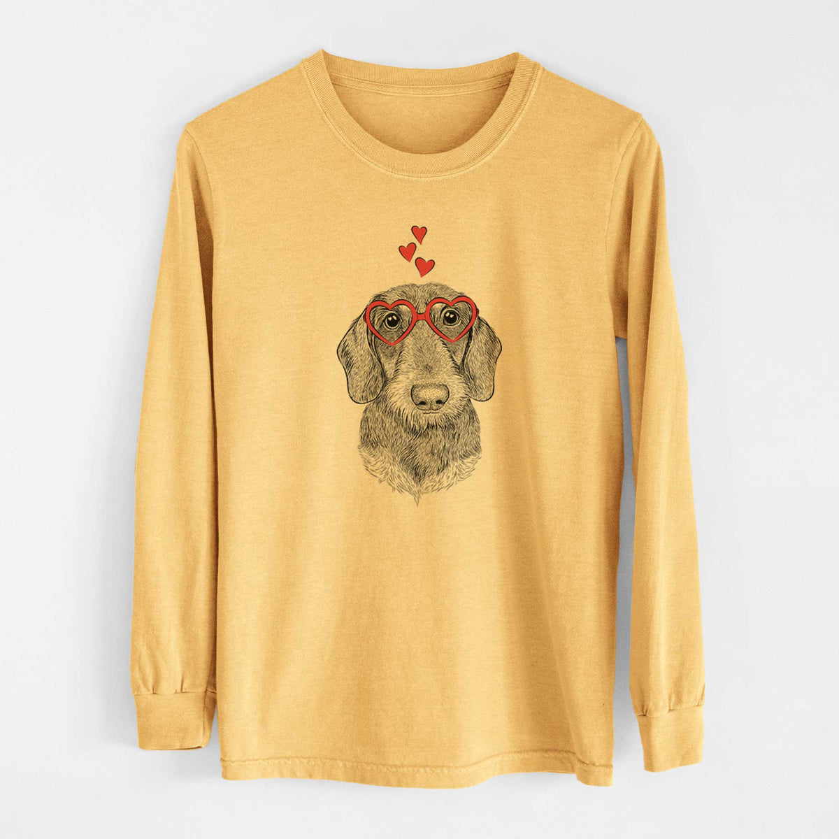 Valentine Truman the Wirehaired Dachshund - Heavyweight 100% Cotton Long Sleeve