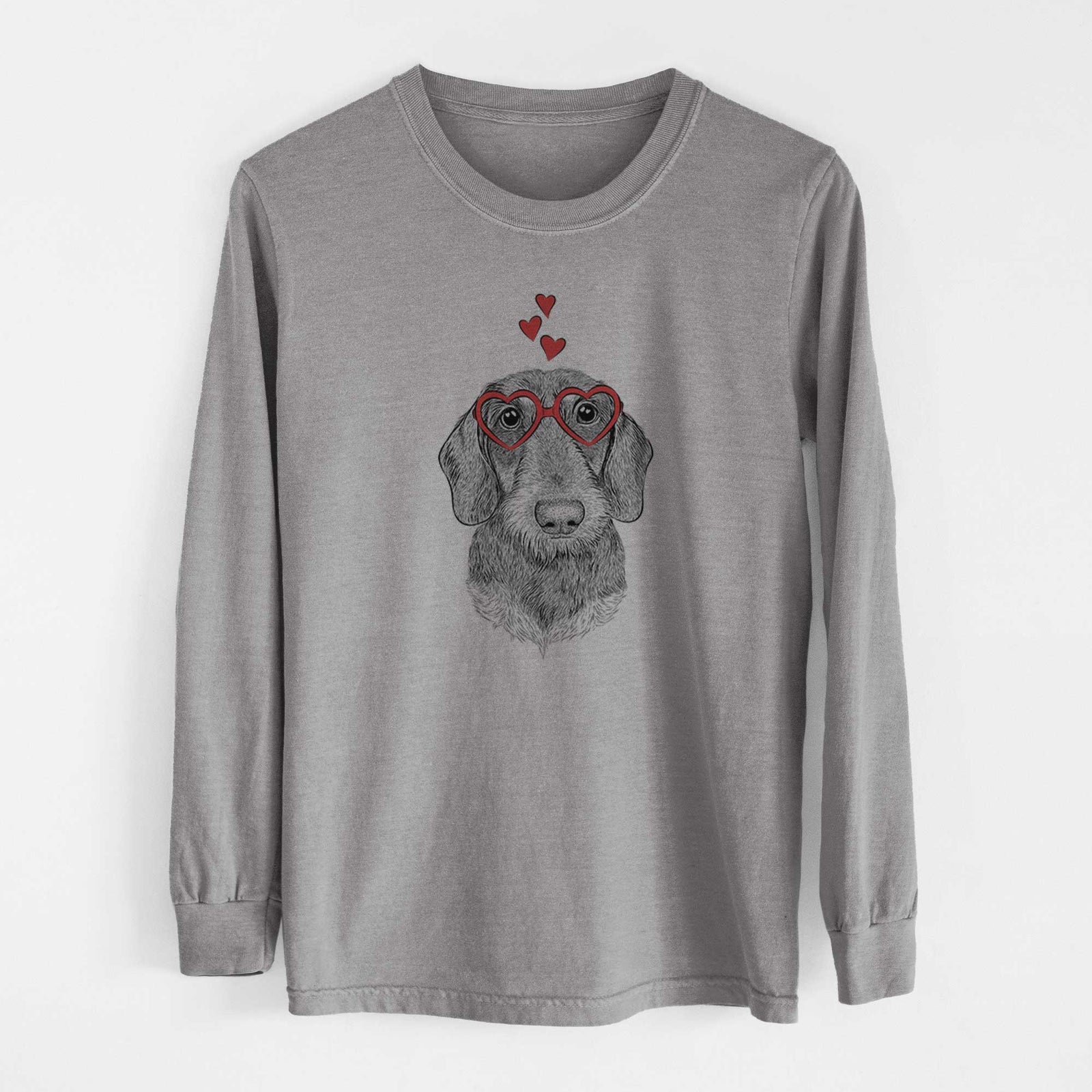 Valentine Truman the Wirehaired Dachshund - Heavyweight 100% Cotton Long Sleeve