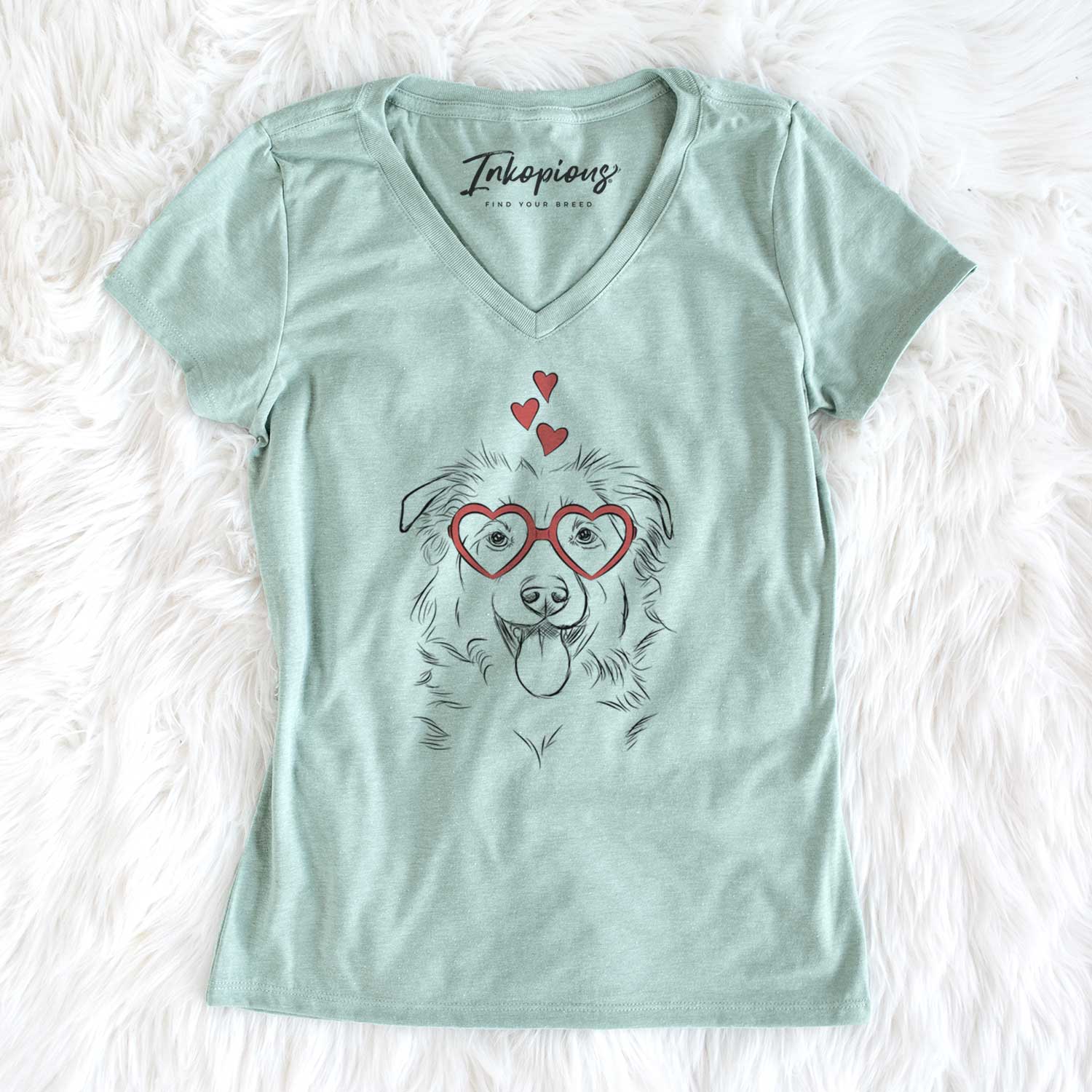 Valentine Tucker the Collie Shepherd - Women's V-neck Shirt