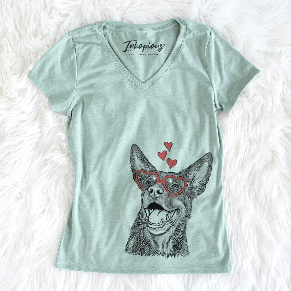 Valentine Tucker the Australian Kelpie - Women&#39;s V-neck Shirt