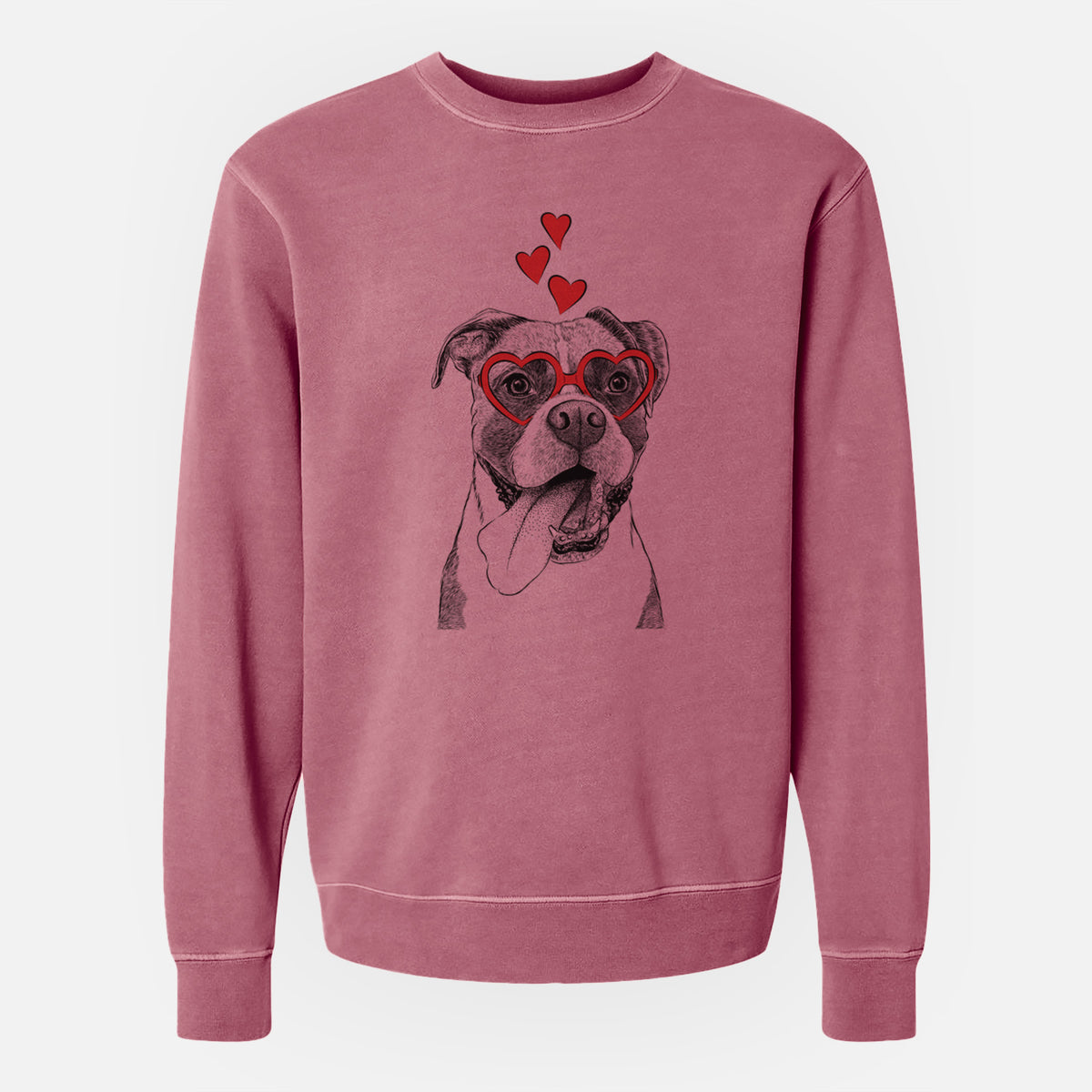 Valentine Tuckeroo the Boxer - Unisex Pigment Dyed Crew Sweatshirt