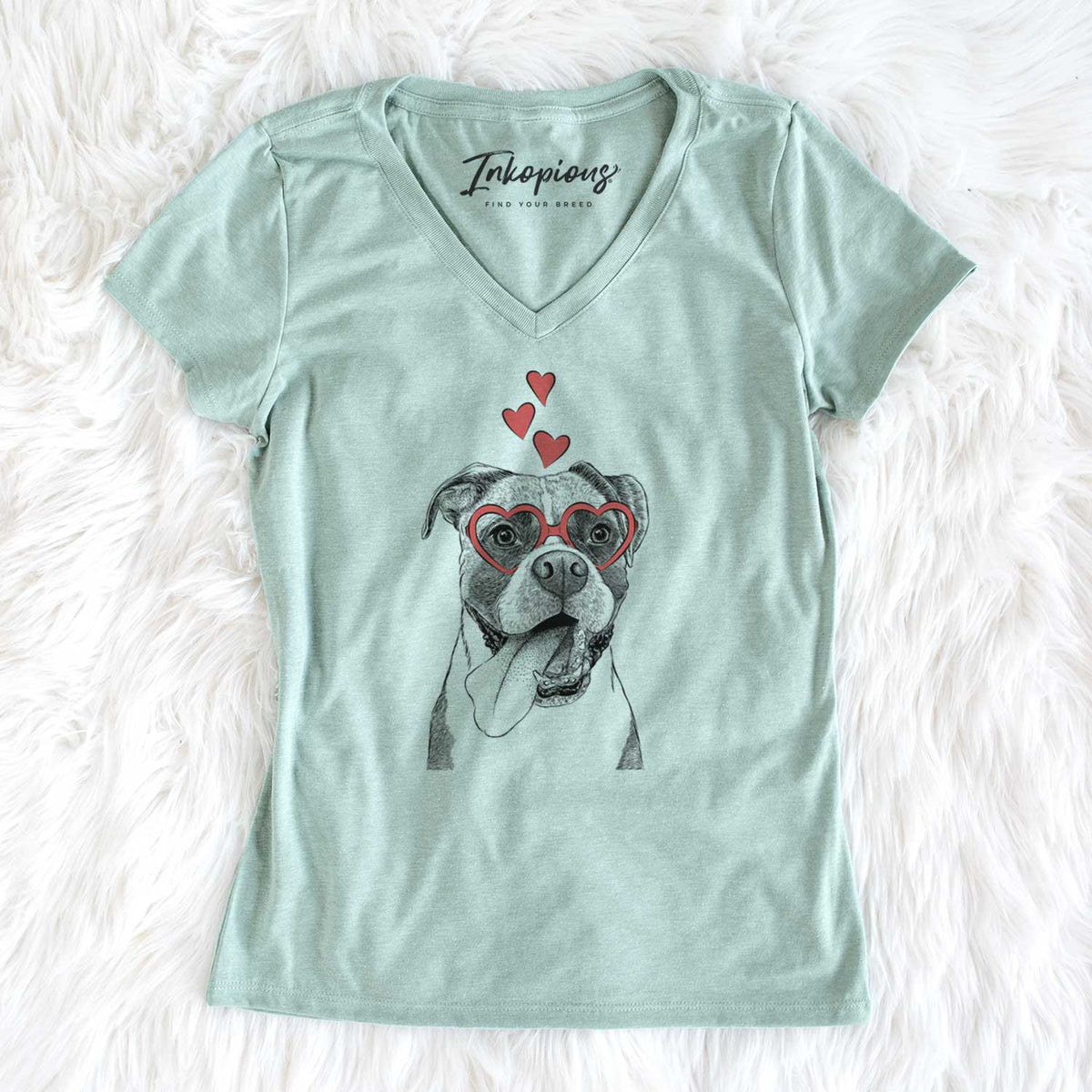 Valentine Tuckeroo the Boxer - Women's V-neck Shirt