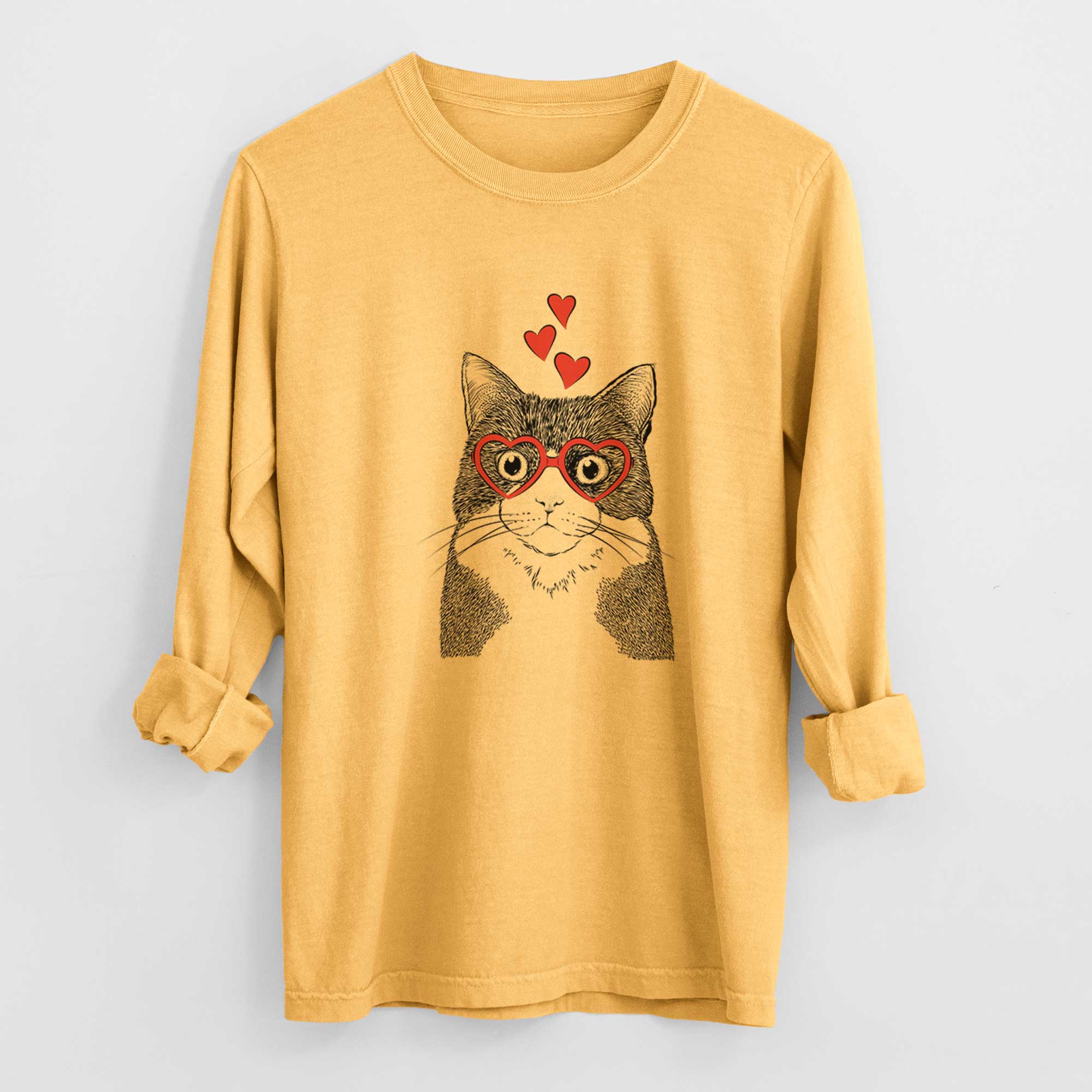 Valentine Tux the Tuxedo Cat - Heavyweight 100% Cotton Long Sleeve