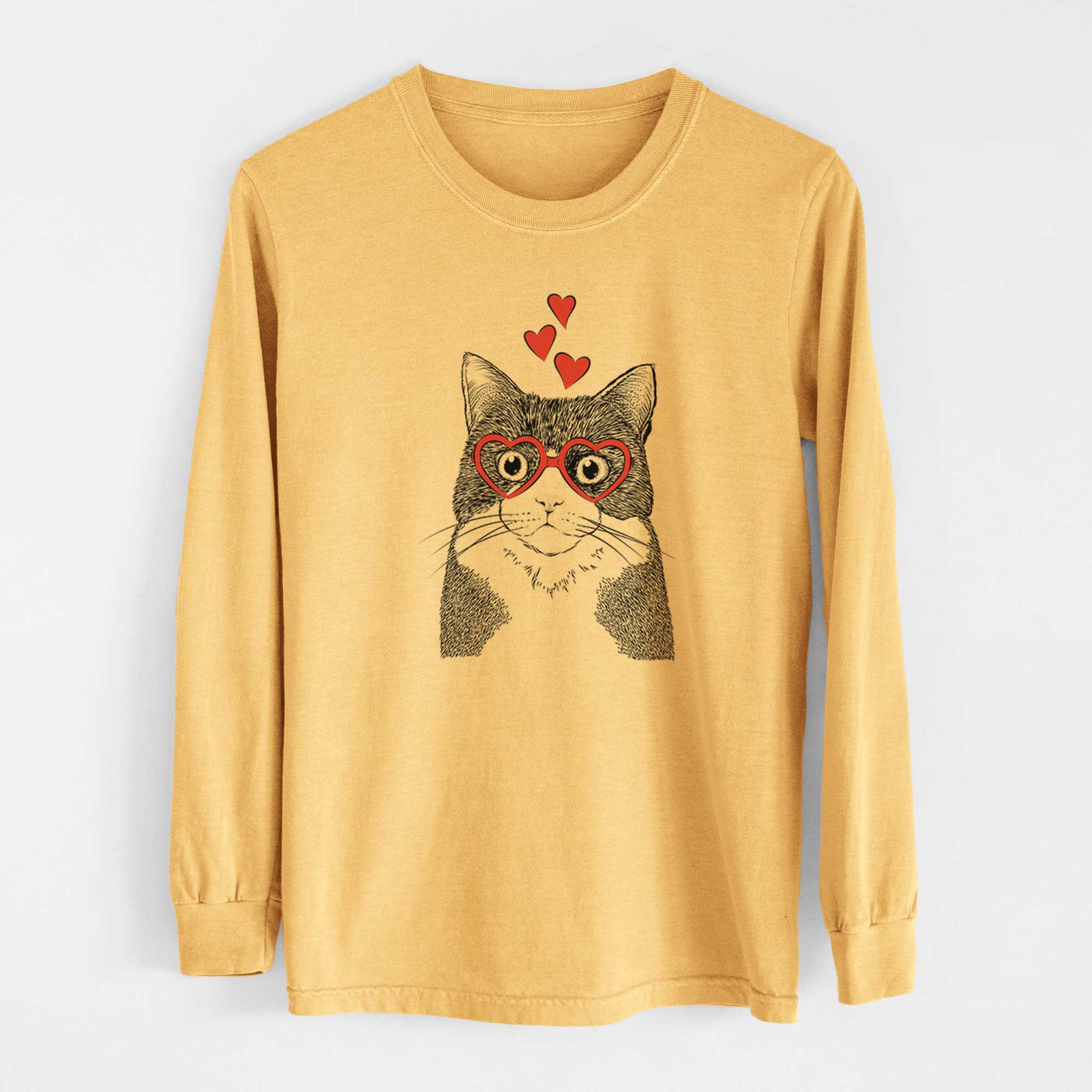 Valentine Tux the Tuxedo Cat - Heavyweight 100% Cotton Long Sleeve