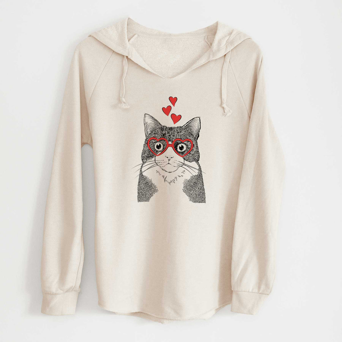 Valentine Tux the Tuxedo Cat - Cali Wave Hooded Sweatshirt