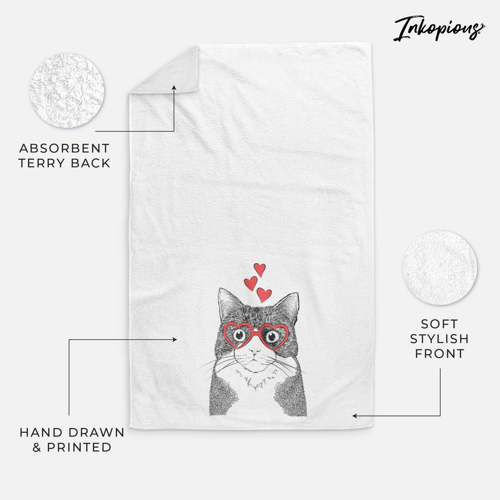 Tux the Tuxedo Cat Decorative Hand Towel