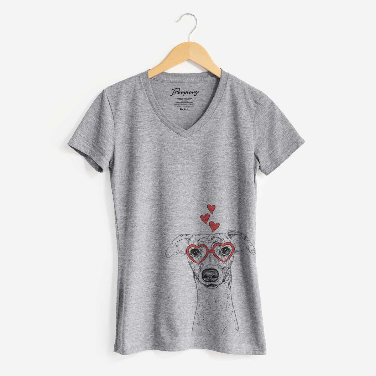 Valentine Twiggy the Whippet - Women's V-neck Shirt