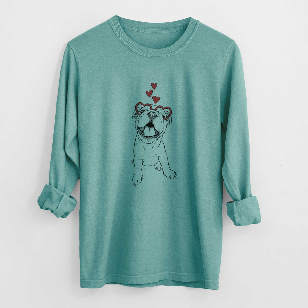 Valentine Tyke the English Bulldog - Heavyweight 100% Cotton Long Sleeve