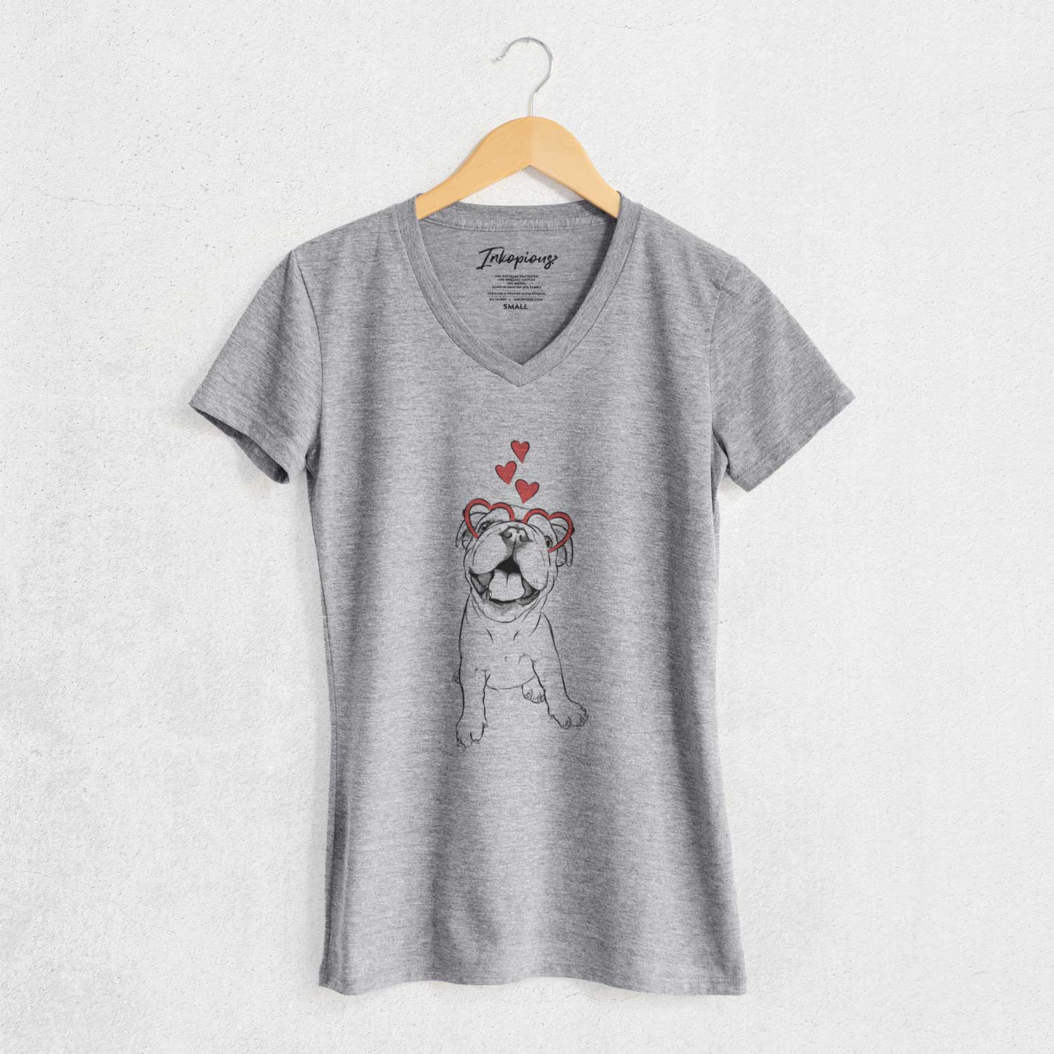 Valentine Tyke the English Bulldog - Women's V-neck Shirt