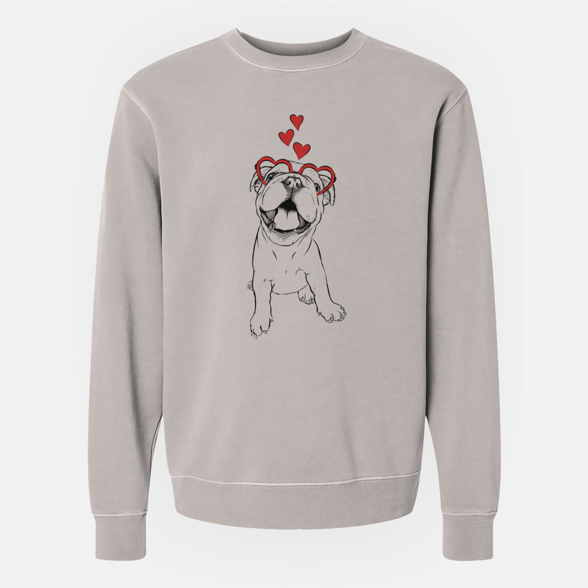 Valentine Tyke the English Bulldog - Unisex Pigment Dyed Crew Sweatshirt