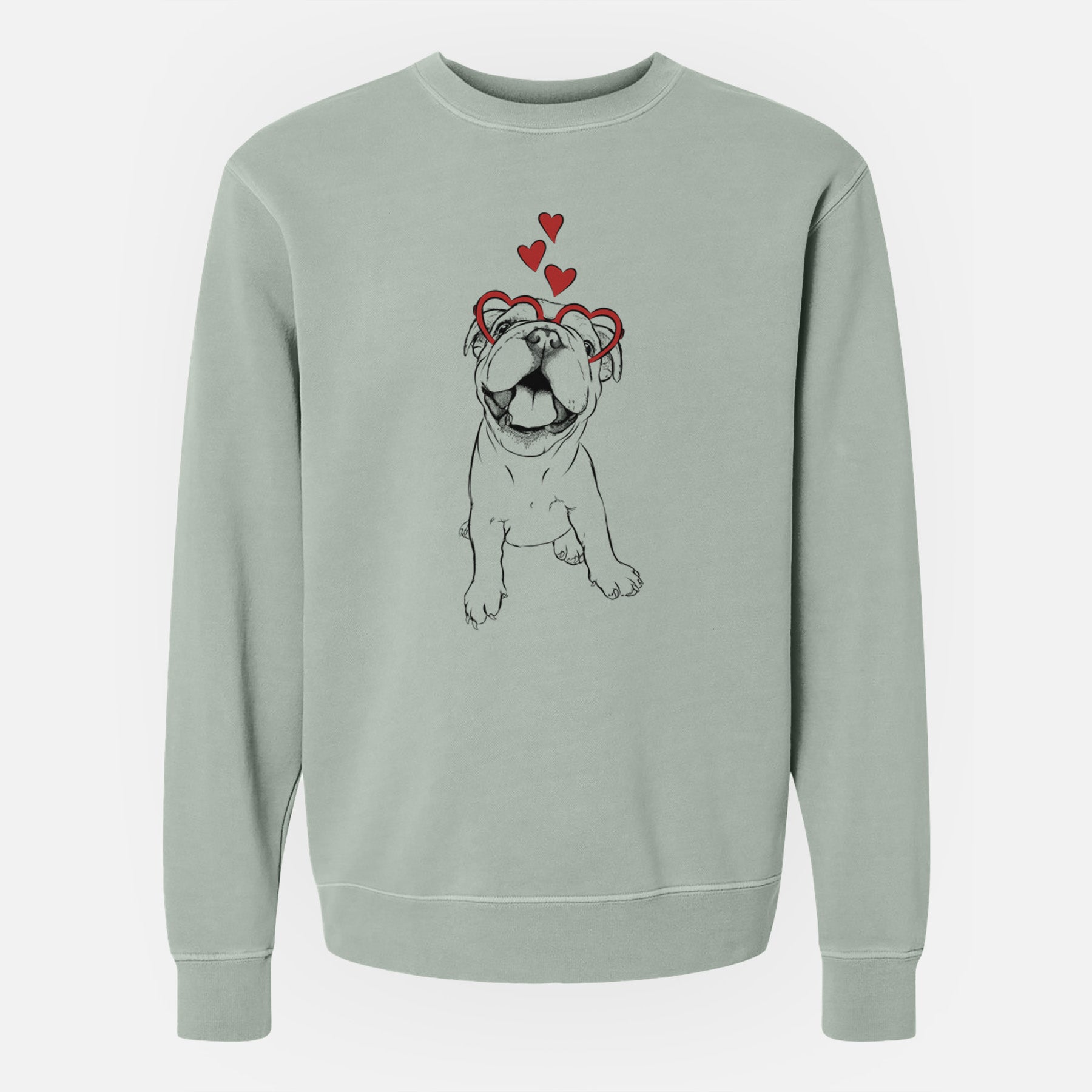 Valentine Tyke the English Bulldog - Unisex Pigment Dyed Crew Sweatshirt