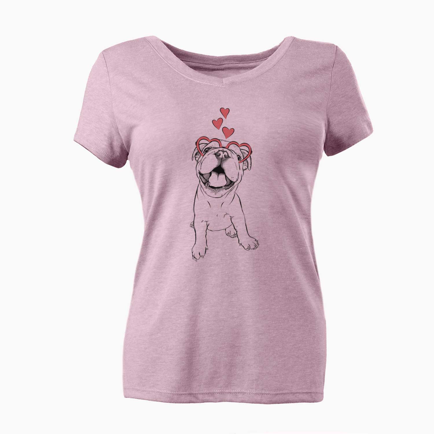 Valentine Tyke the English Bulldog - Women's V-neck Shirt