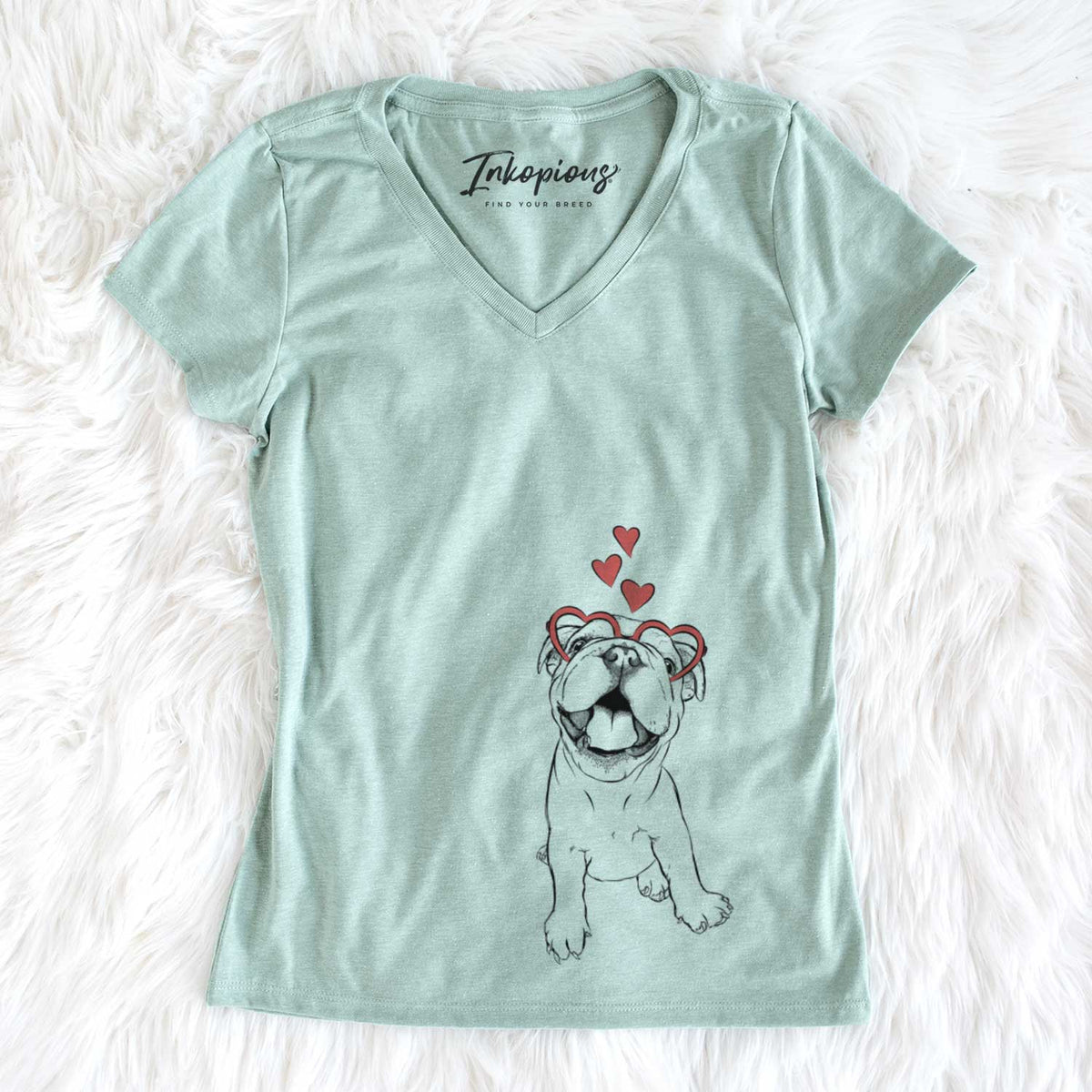 Valentine Tyke the English Bulldog - Women&#39;s V-neck Shirt