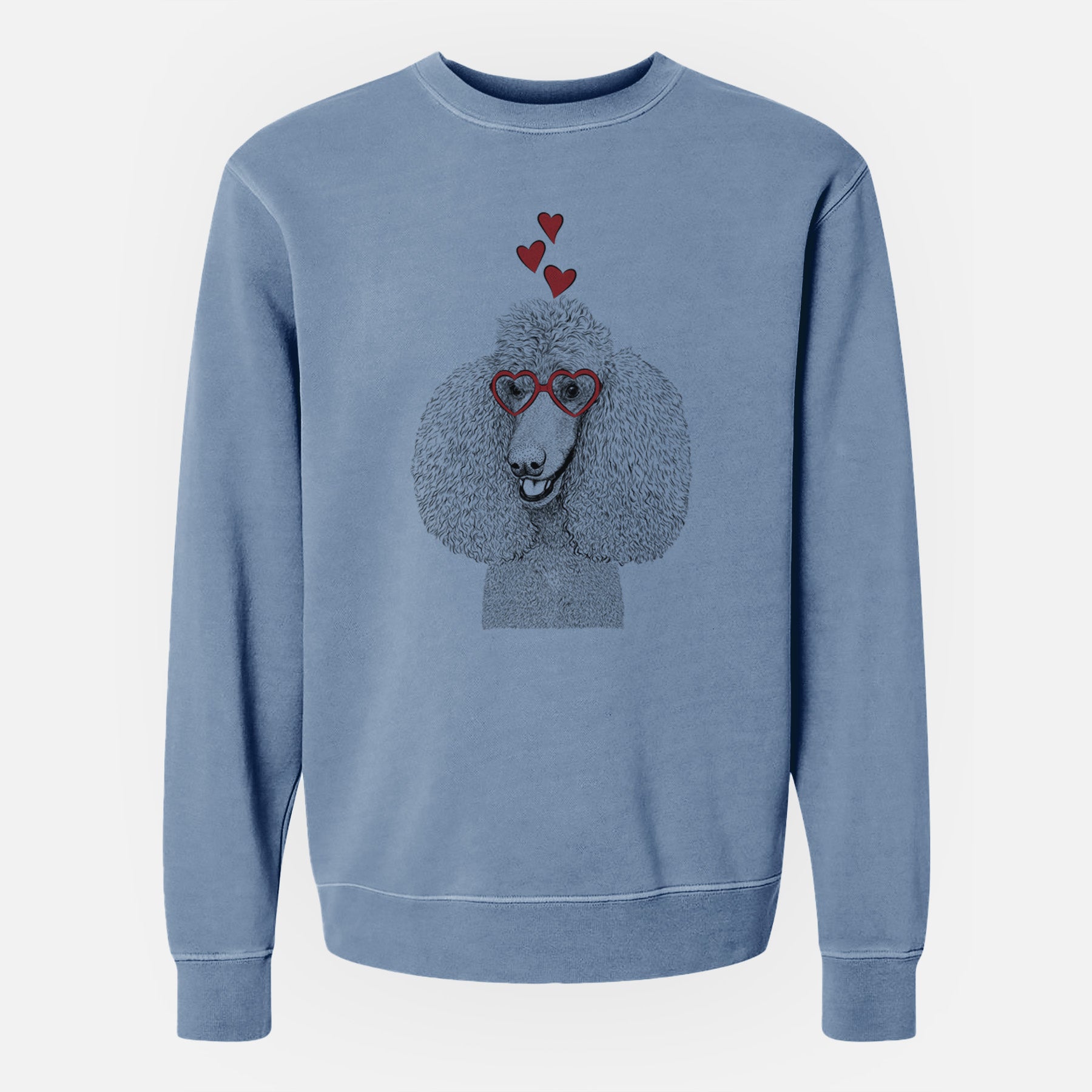 Valentine Uncle Tucker the Poodle - Unisex Pigment Dyed Crew Sweatshirt