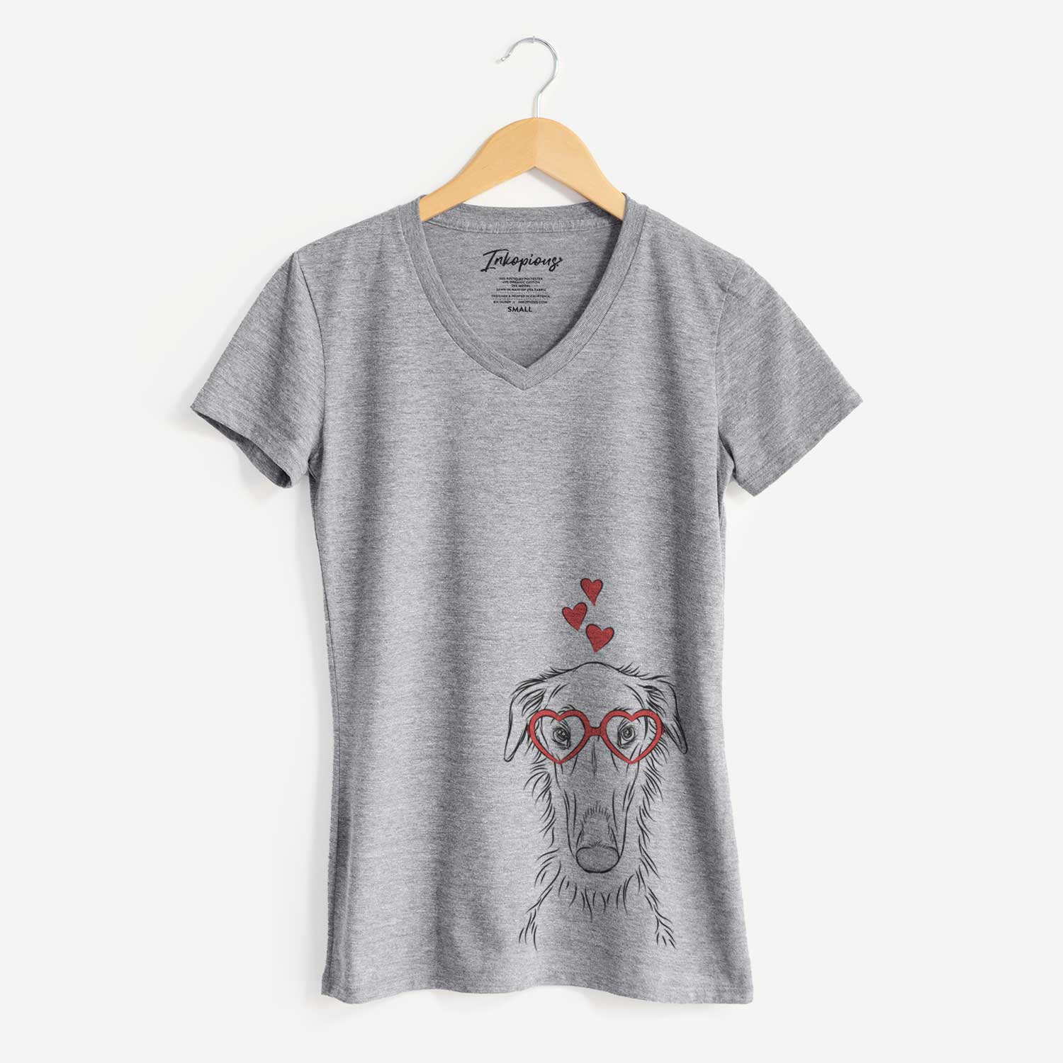 Valentine Vaughn the Borzoi - Women's V-neck Shirt