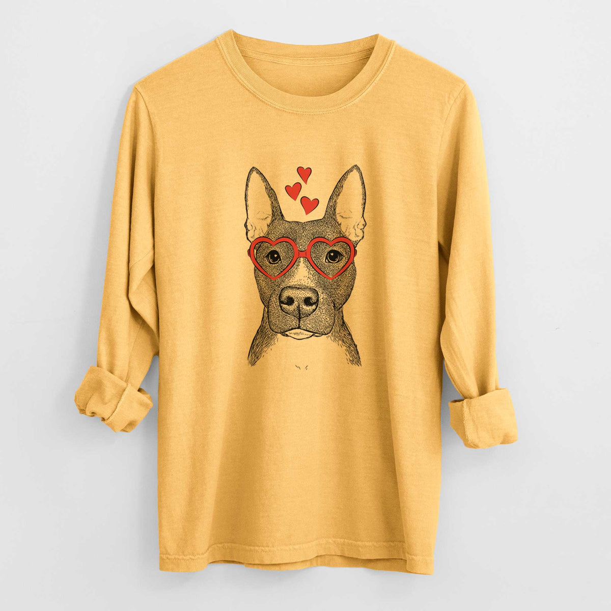 Valentine Violet the Pitbull - Heavyweight 100% Cotton Long Sleeve
