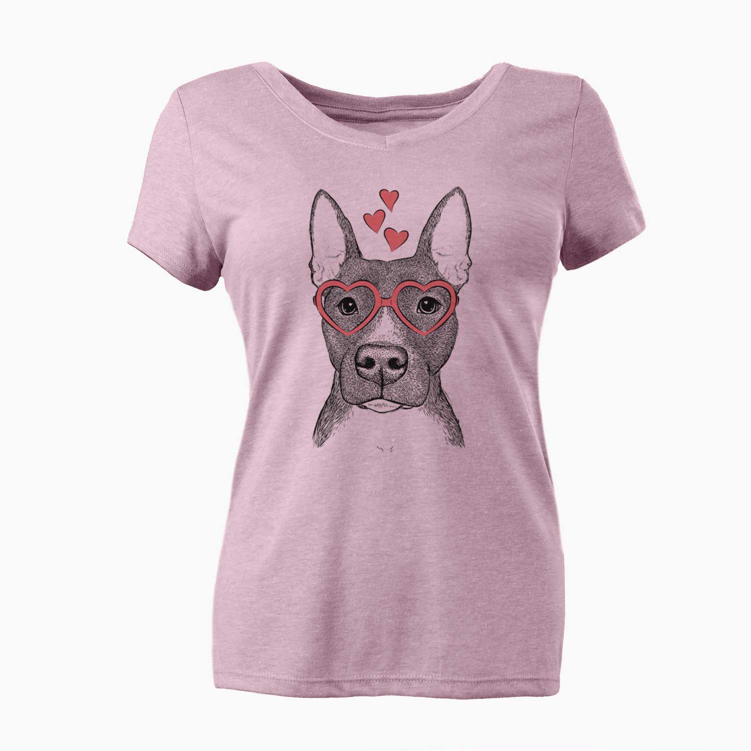 Valentine Violet the Pitbull - Women's V-neck Shirt