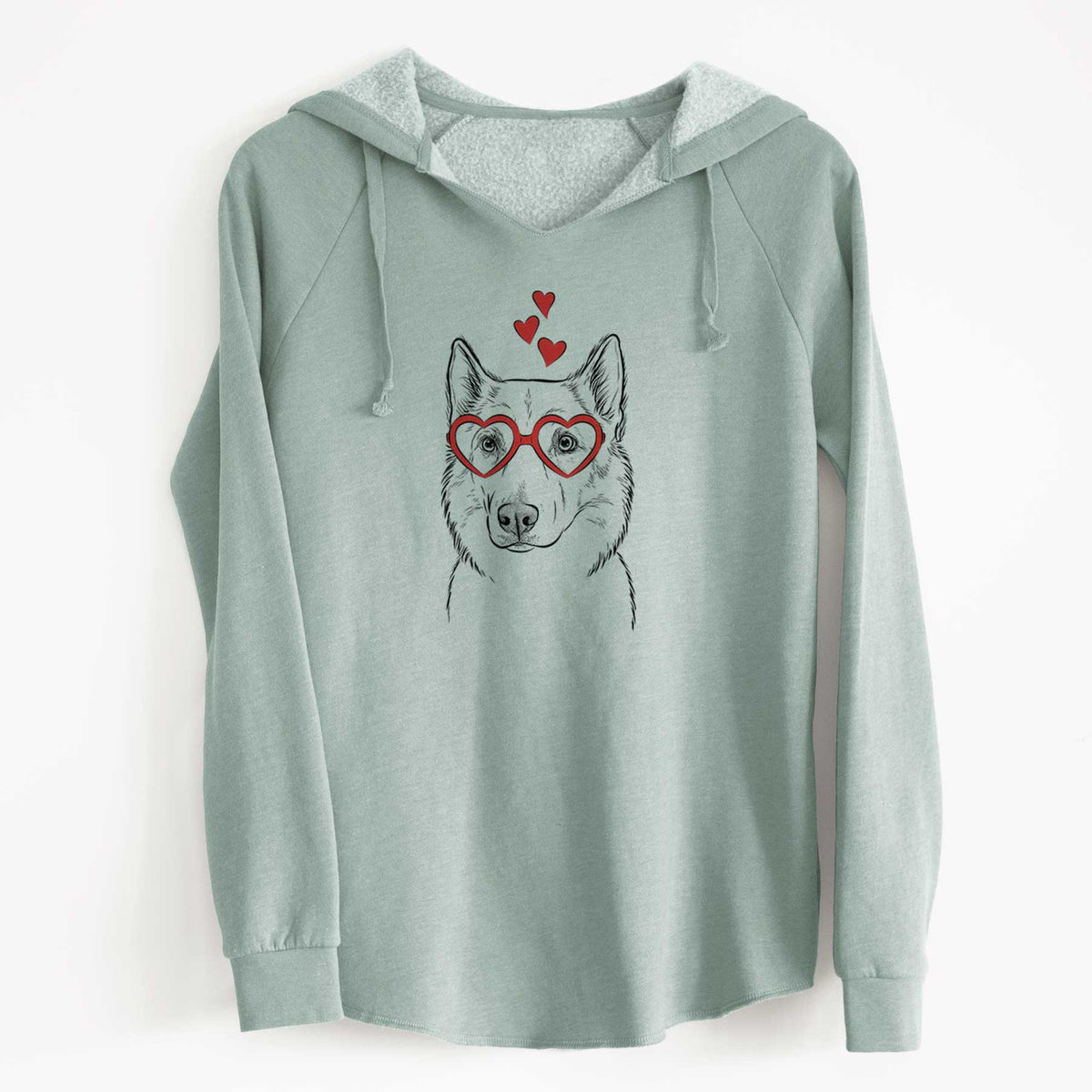 Valentine Vox the Siberian Husky - Cali Wave Hooded Sweatshirt