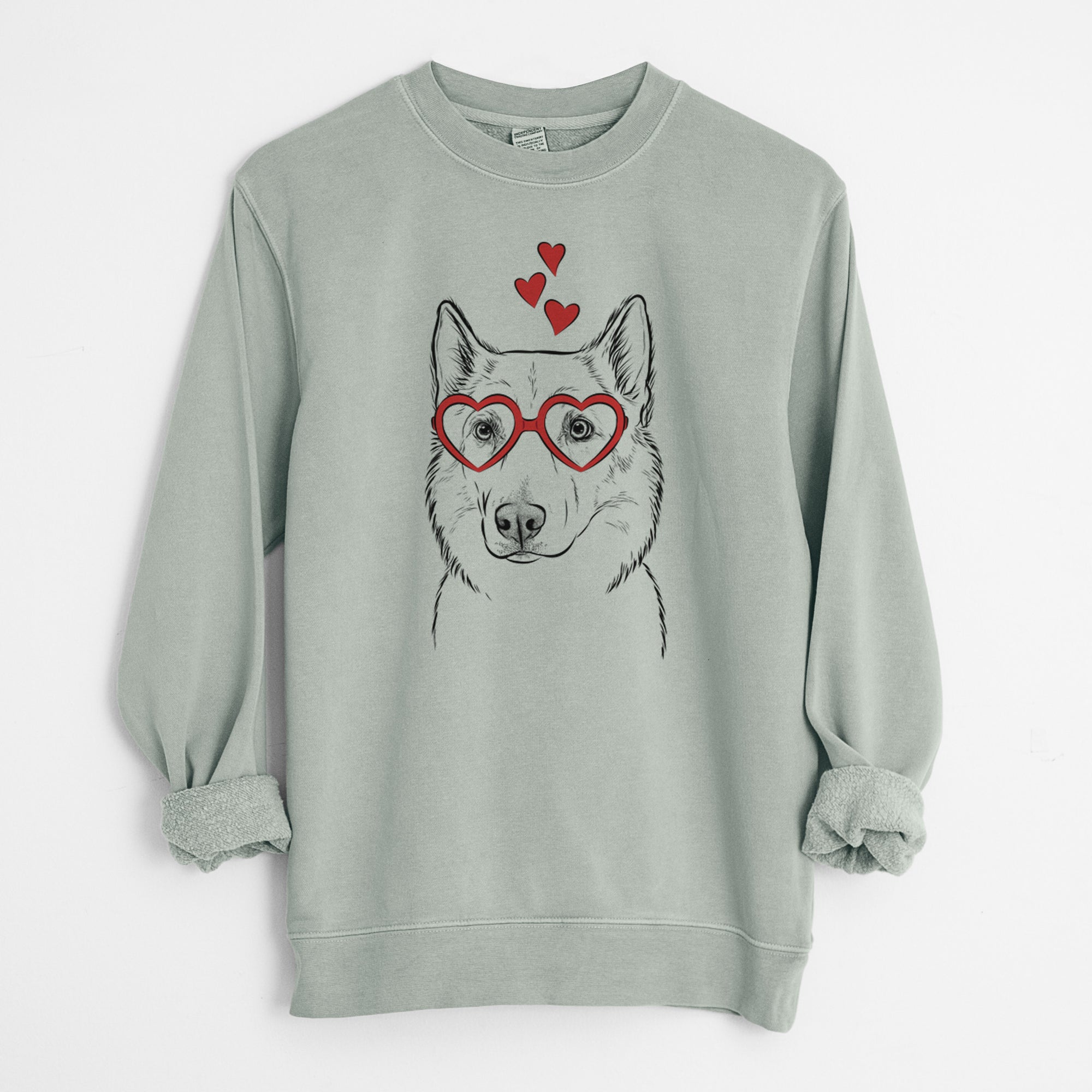 Valentine Vox the Siberian Husky - Unisex Pigment Dyed Crew Sweatshirt