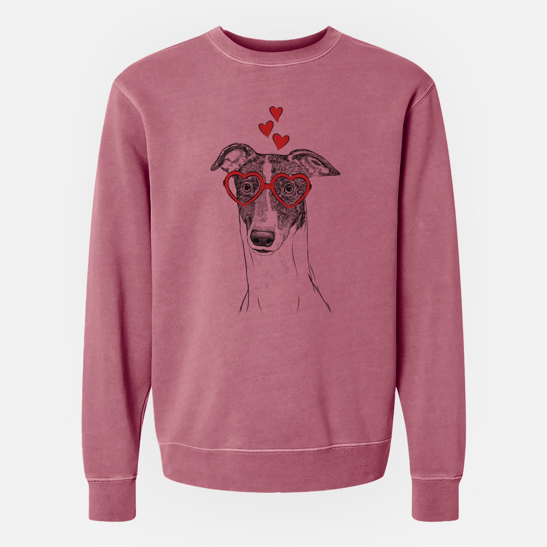 Valentine Vyncent the Greyhound - Unisex Pigment Dyed Crew Sweatshirt