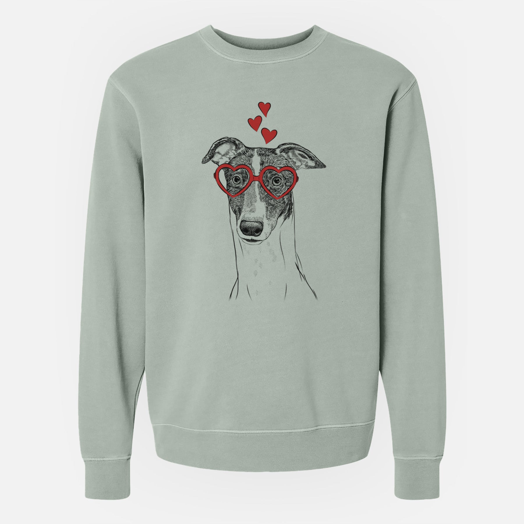 Valentine Vyncent the Greyhound - Unisex Pigment Dyed Crew Sweatshirt