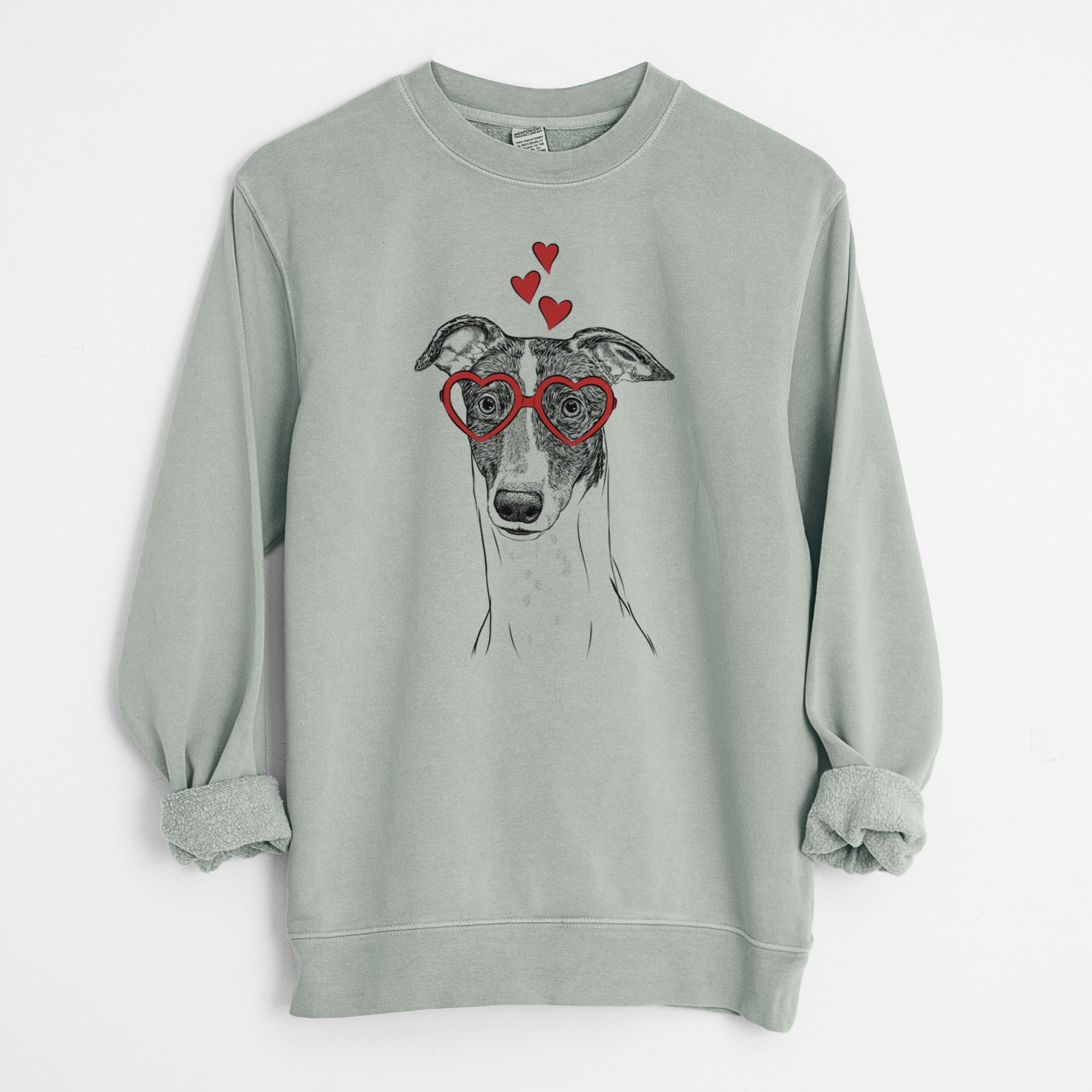 Valentine Vyncent the Greyhound - Unisex Pigment Dyed Crew Sweatshirt