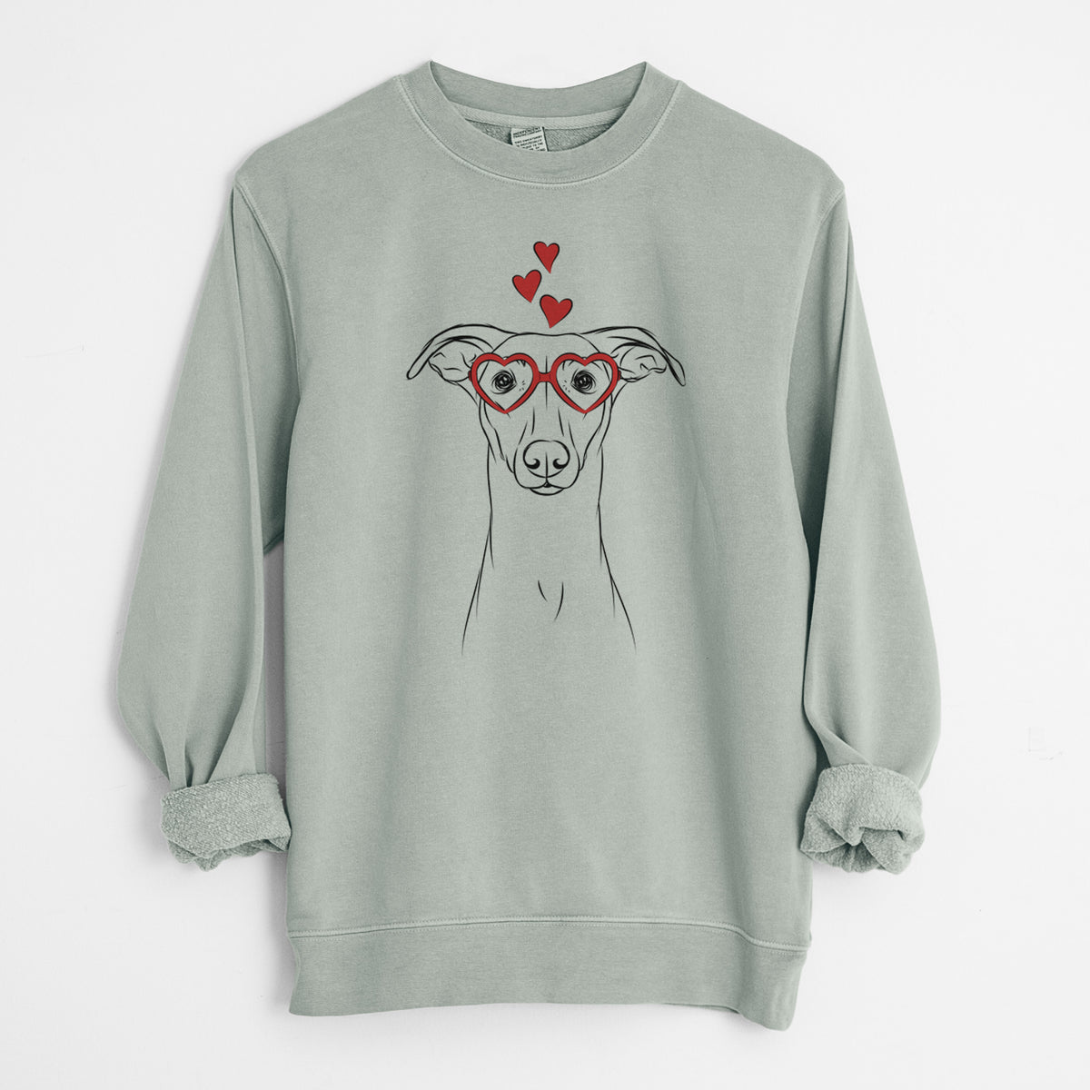 Valentine Wallace the Whippet - Unisex Pigment Dyed Crew Sweatshirt