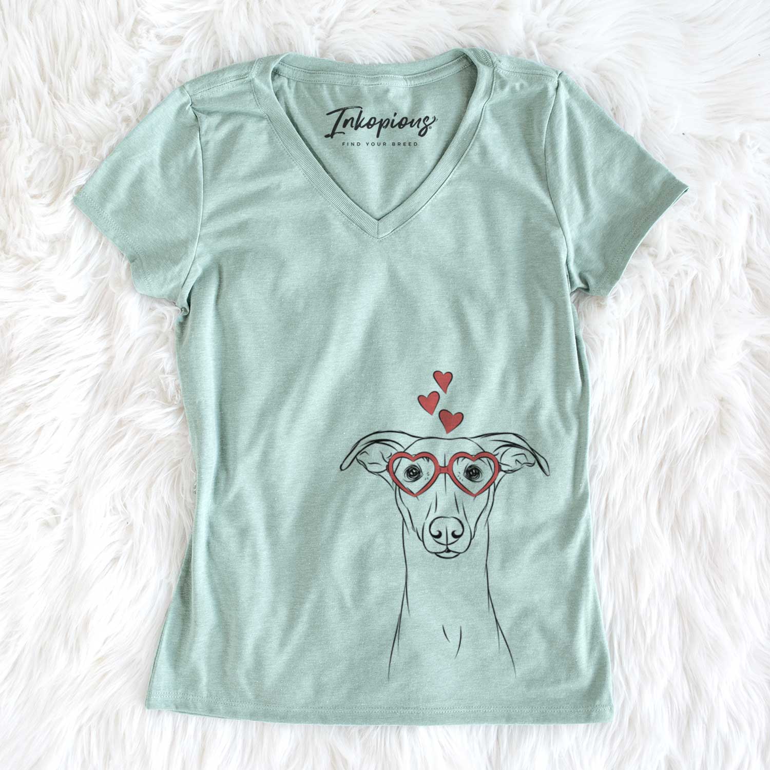 Valentine Wallace the Whippet - Women's V-neck Shirt