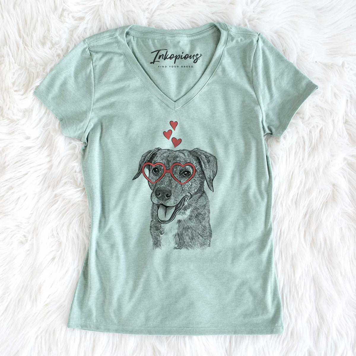 Valentine Wally the Mixed Breed - Women's V-neck Shirt