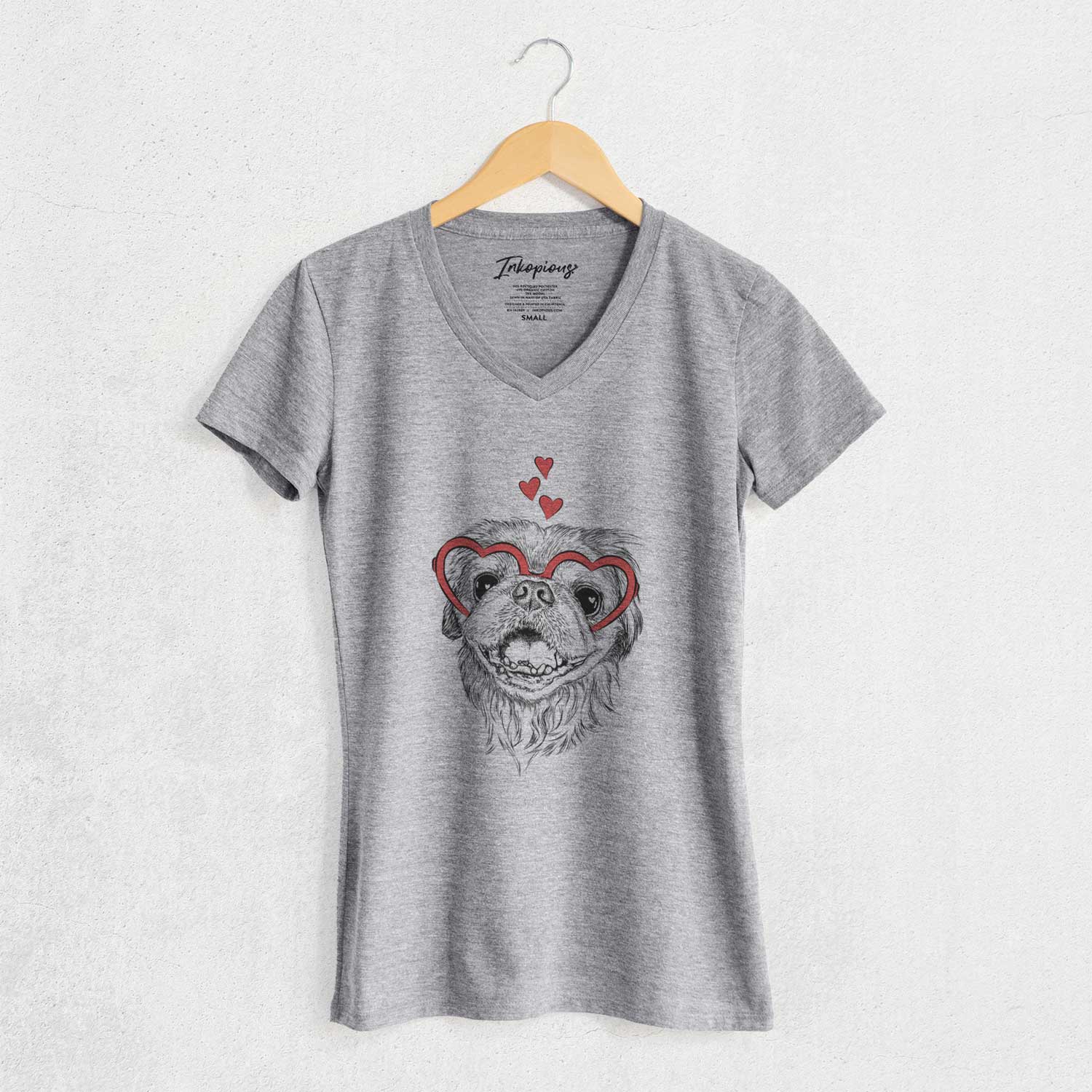 Valentine Wally the Pekingese - Women's V-neck Shirt