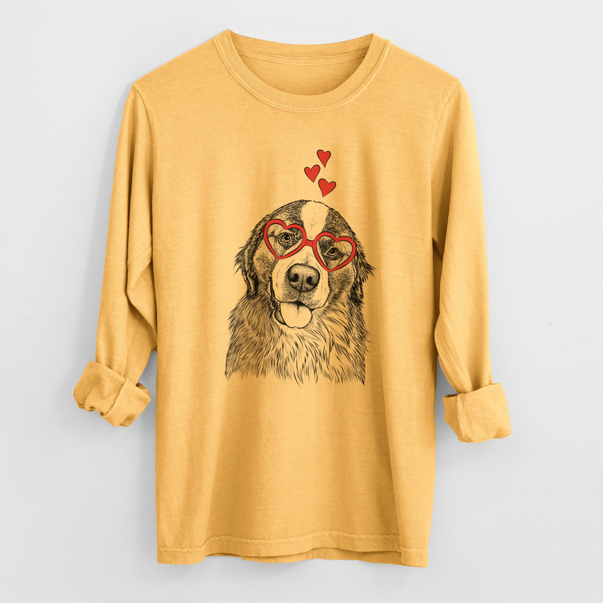 Valentine Walter the Bernese Mountain Dog Mix - Heavyweight 100% Cotton Long Sleeve