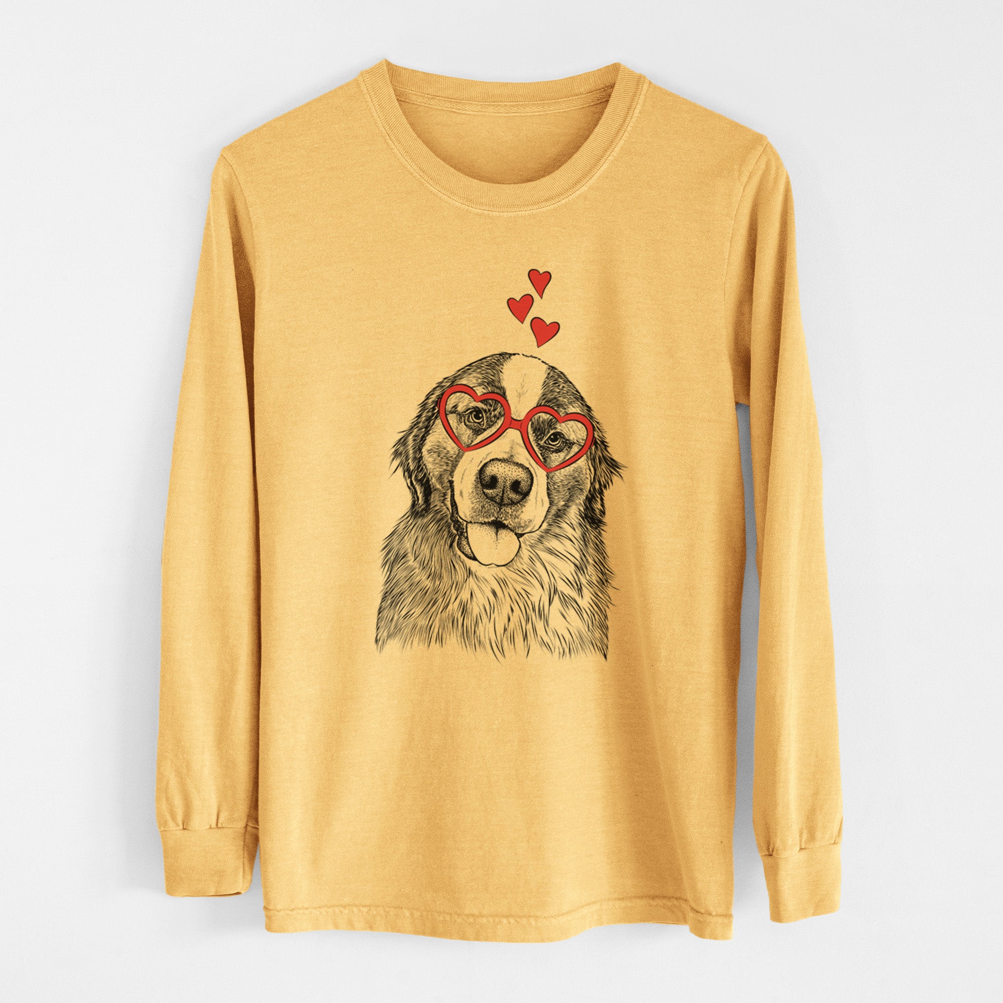 Valentine Walter the Bernese Mountain Dog Mix - Heavyweight 100% Cotton Long Sleeve