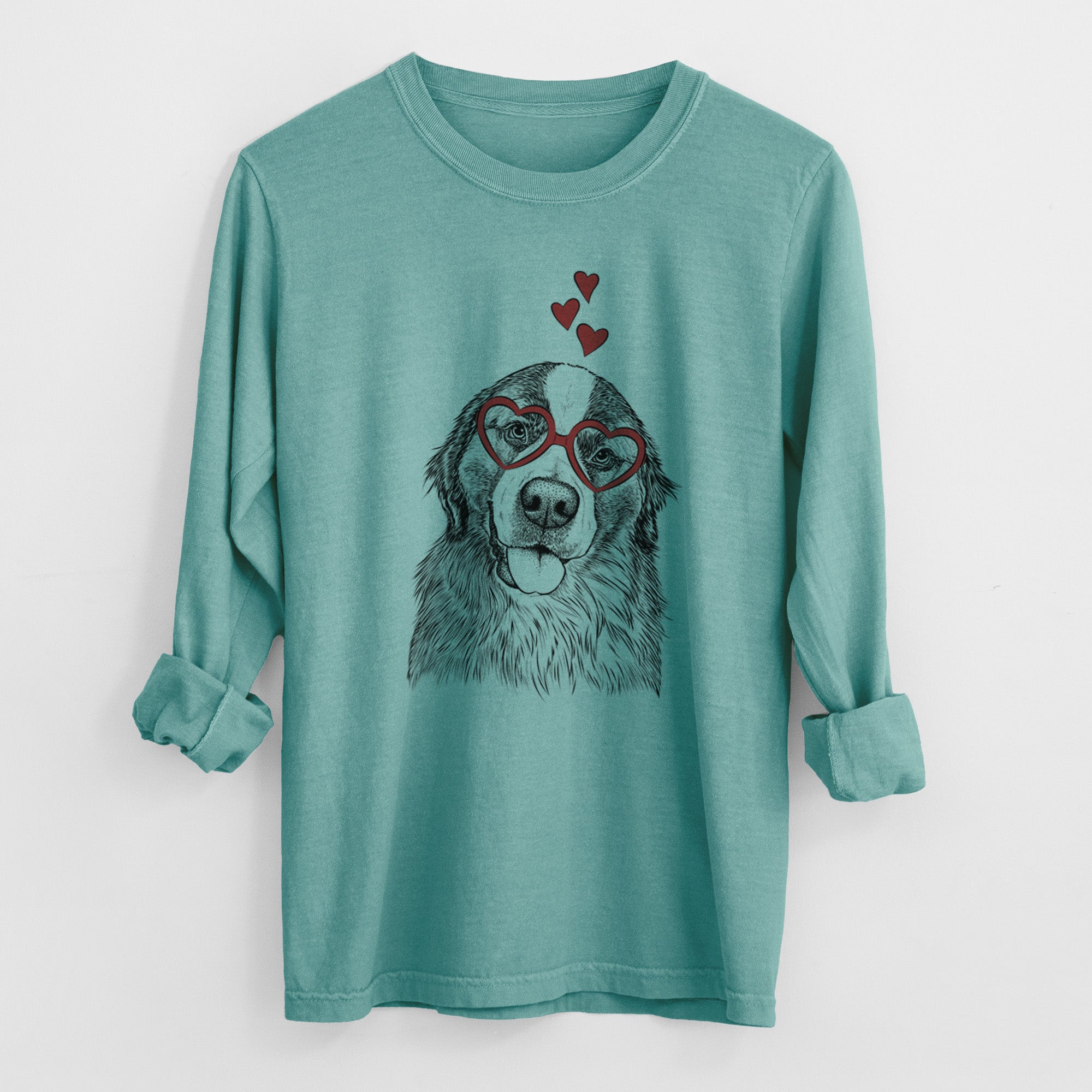 Valentine Walter the Bernese Mountain Dog Mix - Heavyweight 100% Cotton Long Sleeve