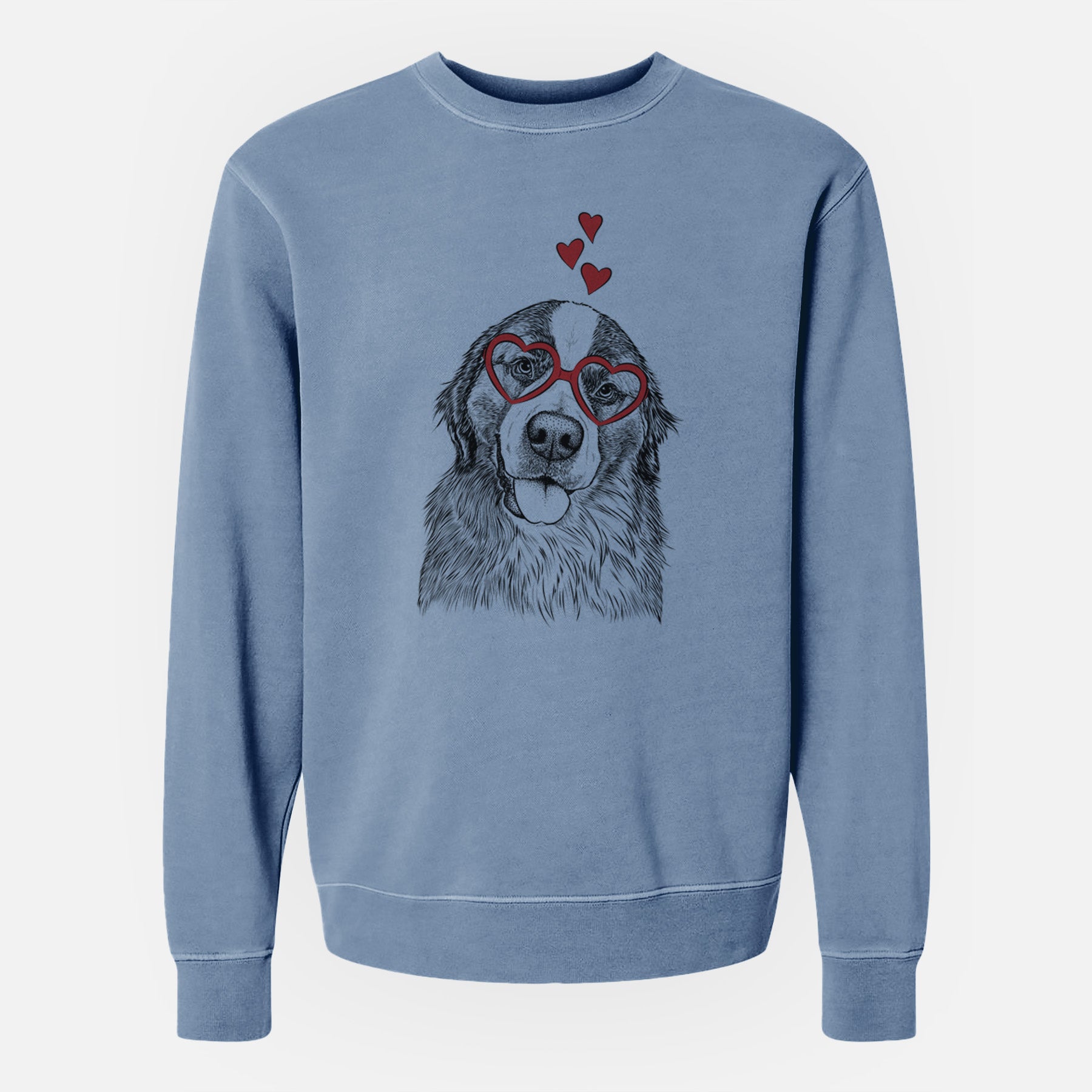 Valentine Walter the Bernese Mountain Dog Mix - Unisex Pigment Dyed Crew Sweatshirt