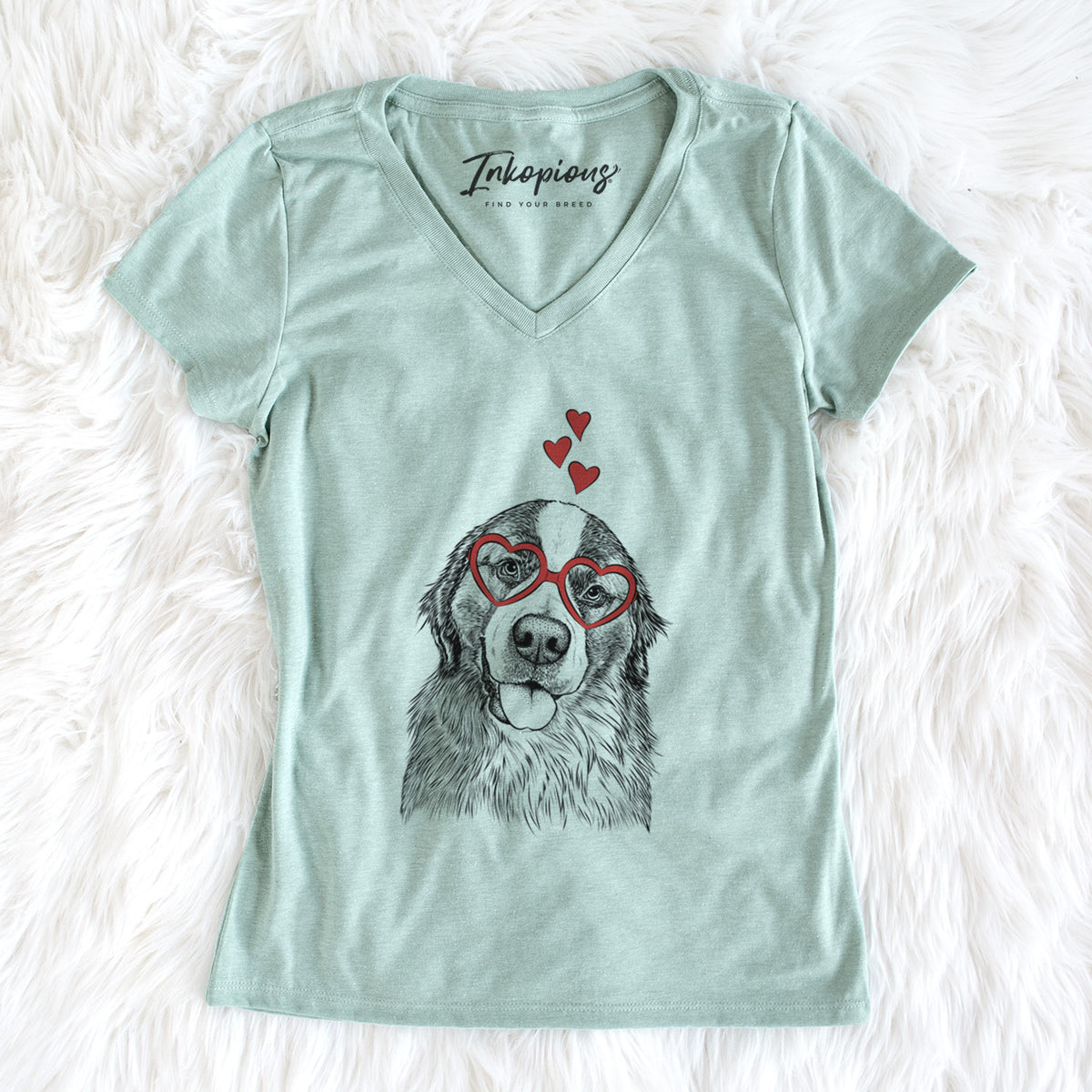 Valentine Walter the Bernese Mountain Dog Mix - Women's Perfect V-neck Shirt