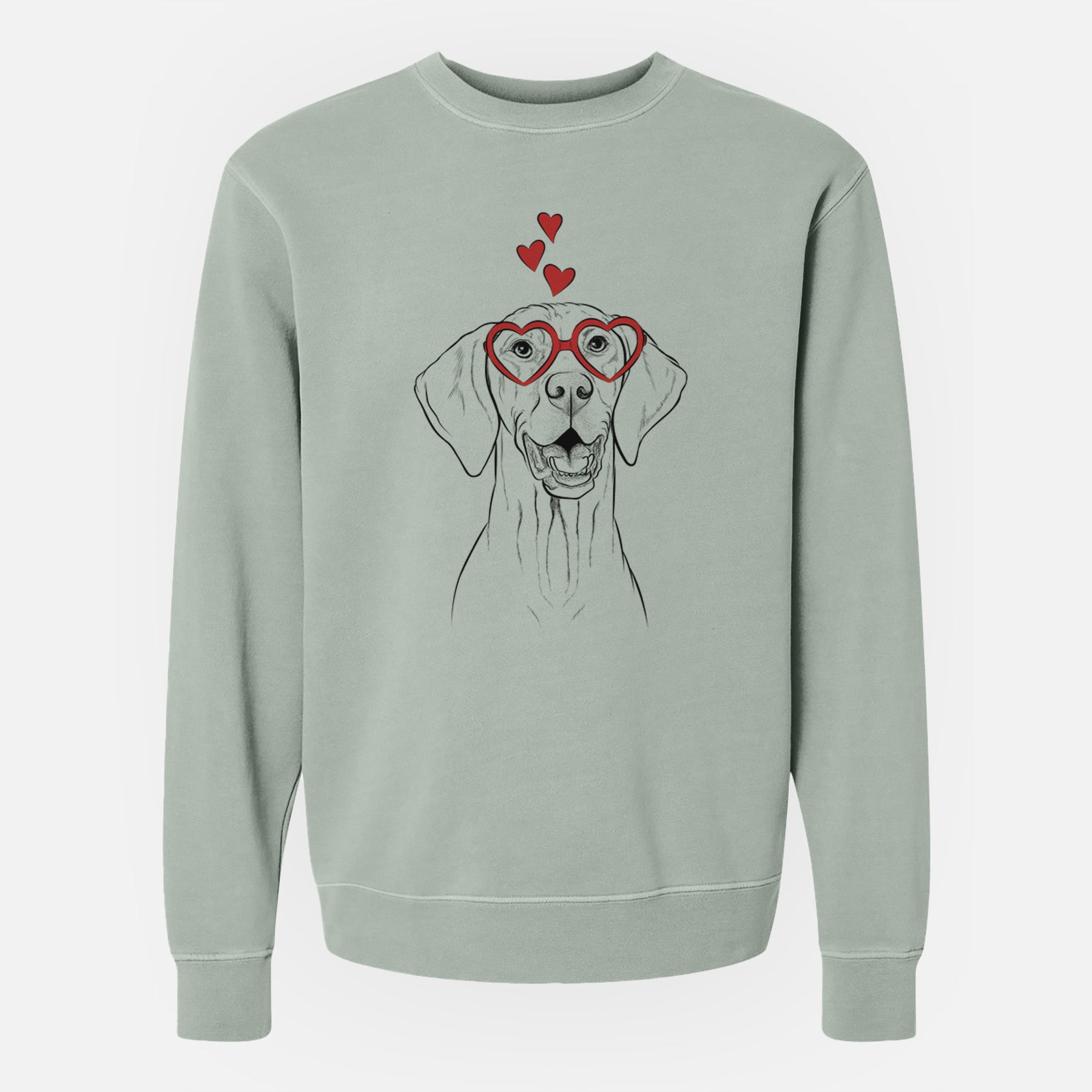 Valentine Wesley the Vizsla - Unisex Pigment Dyed Crew Sweatshirt