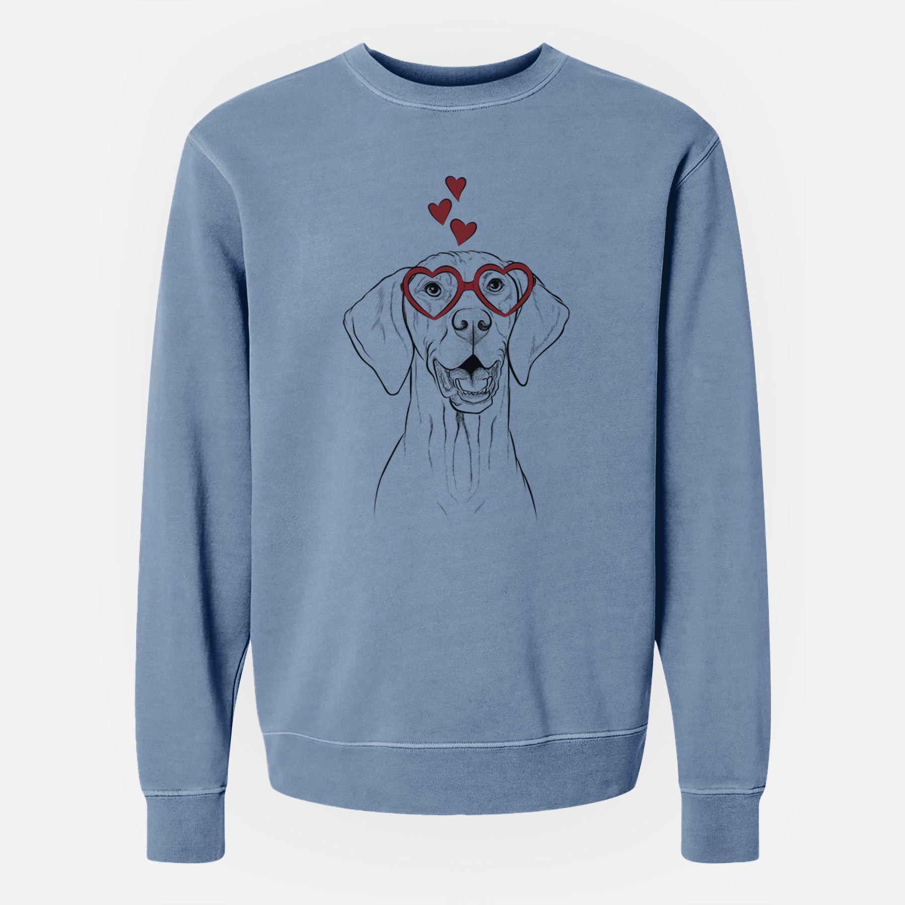 Valentine Wesley the Vizsla - Unisex Pigment Dyed Crew Sweatshirt