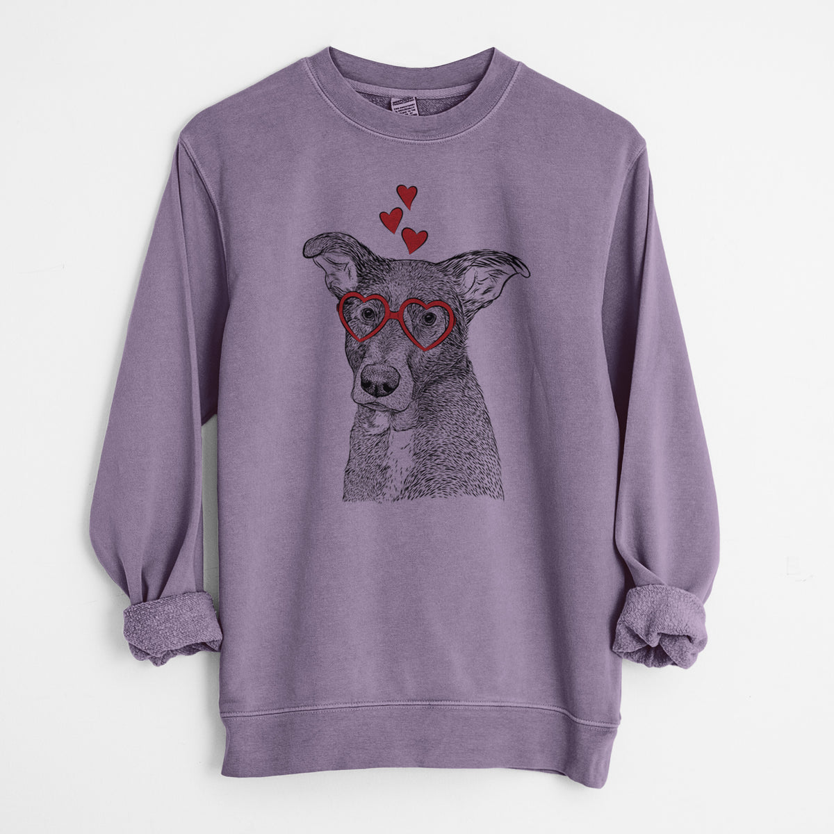 Valentine Wilbur the Shepherd Mix - Unisex Pigment Dyed Crew Sweatshirt