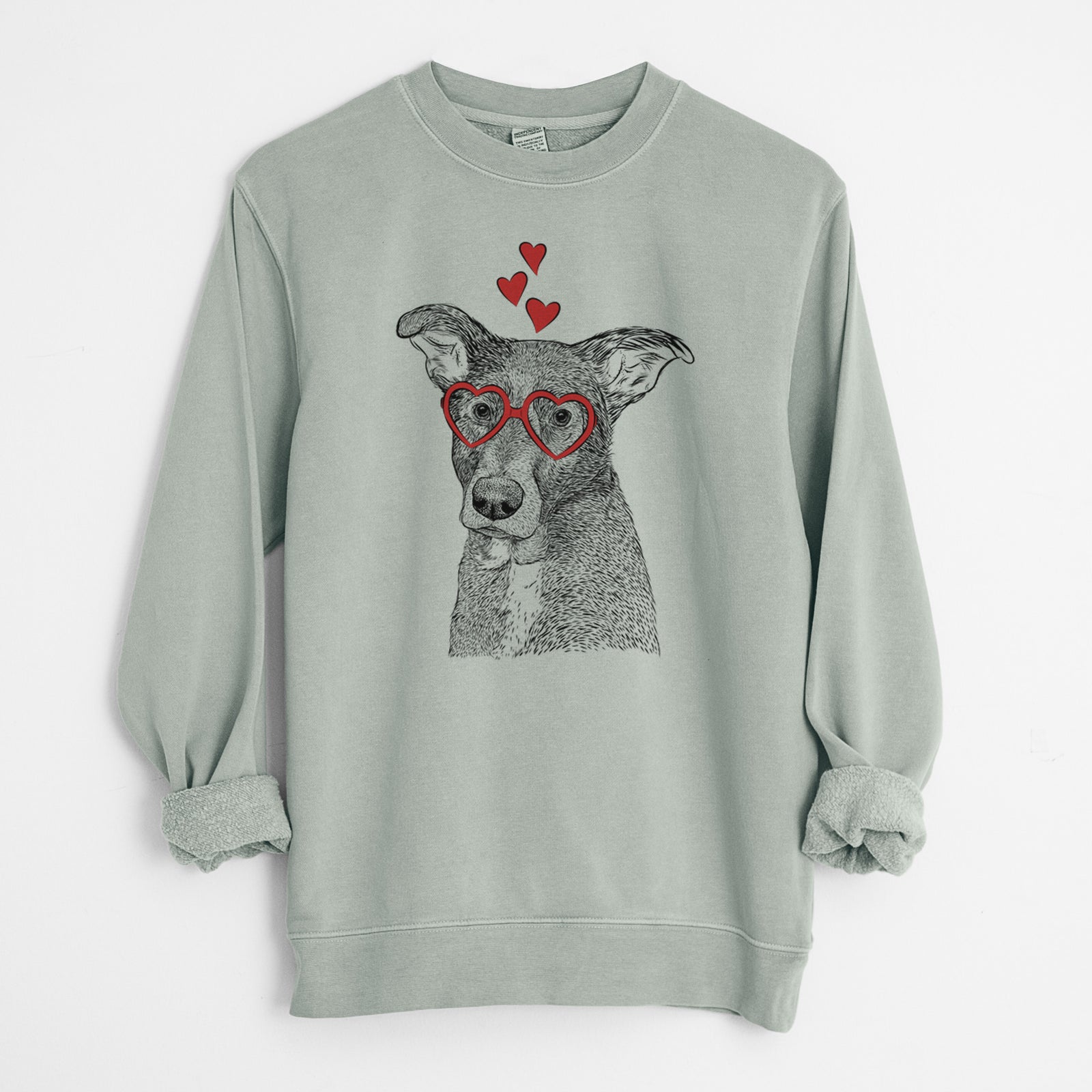 Valentine Wilbur the Shepherd Mix - Unisex Pigment Dyed Crew Sweatshirt