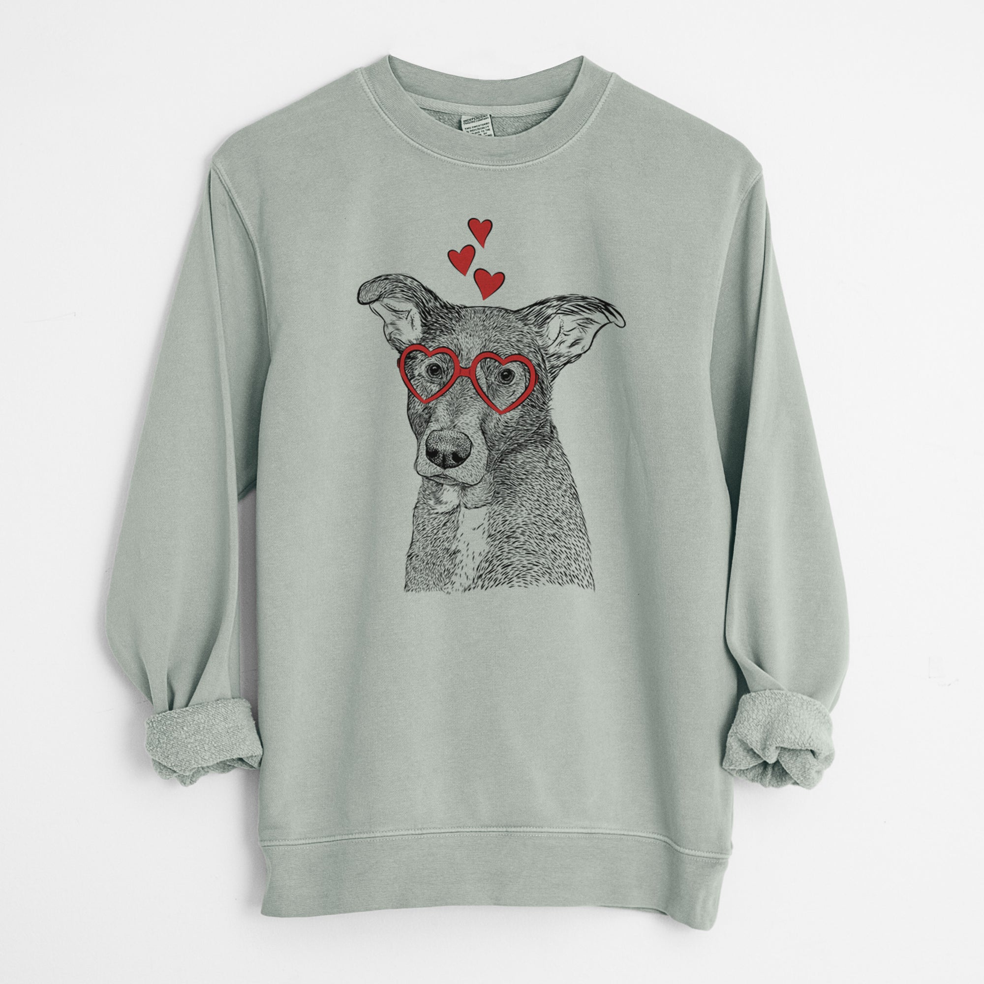 Valentine Wilbur the Shepherd Mix - Unisex Pigment Dyed Crew Sweatshirt