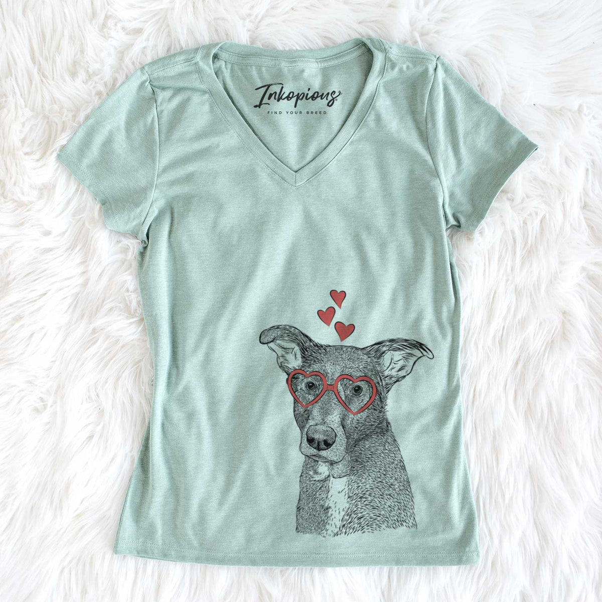 Valentine Wilbur the Shepherd Mix - Women&#39;s V-neck Shirt