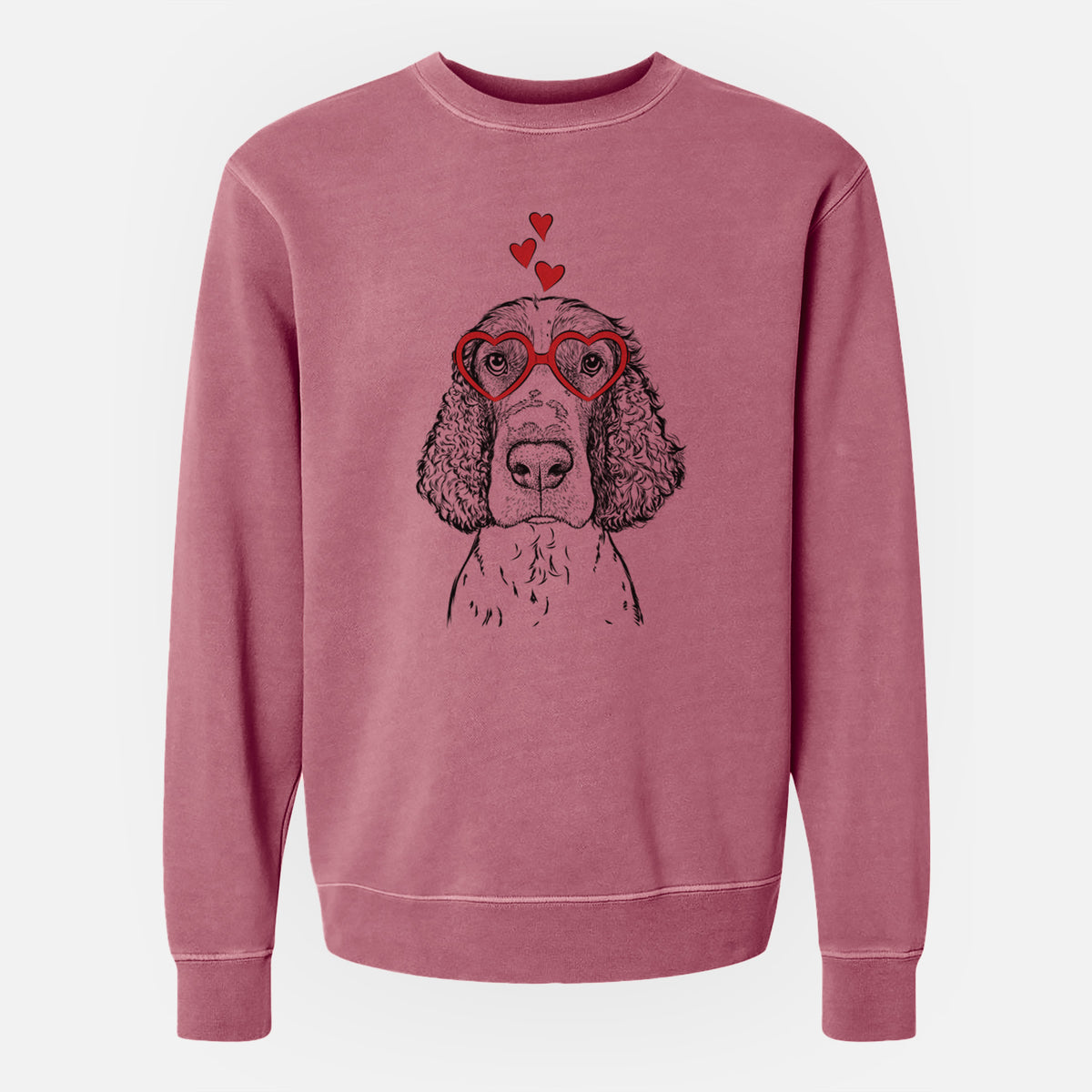 Valentine Wilbur the English Springer Spaniel - Unisex Pigment Dyed Crew Sweatshirt
