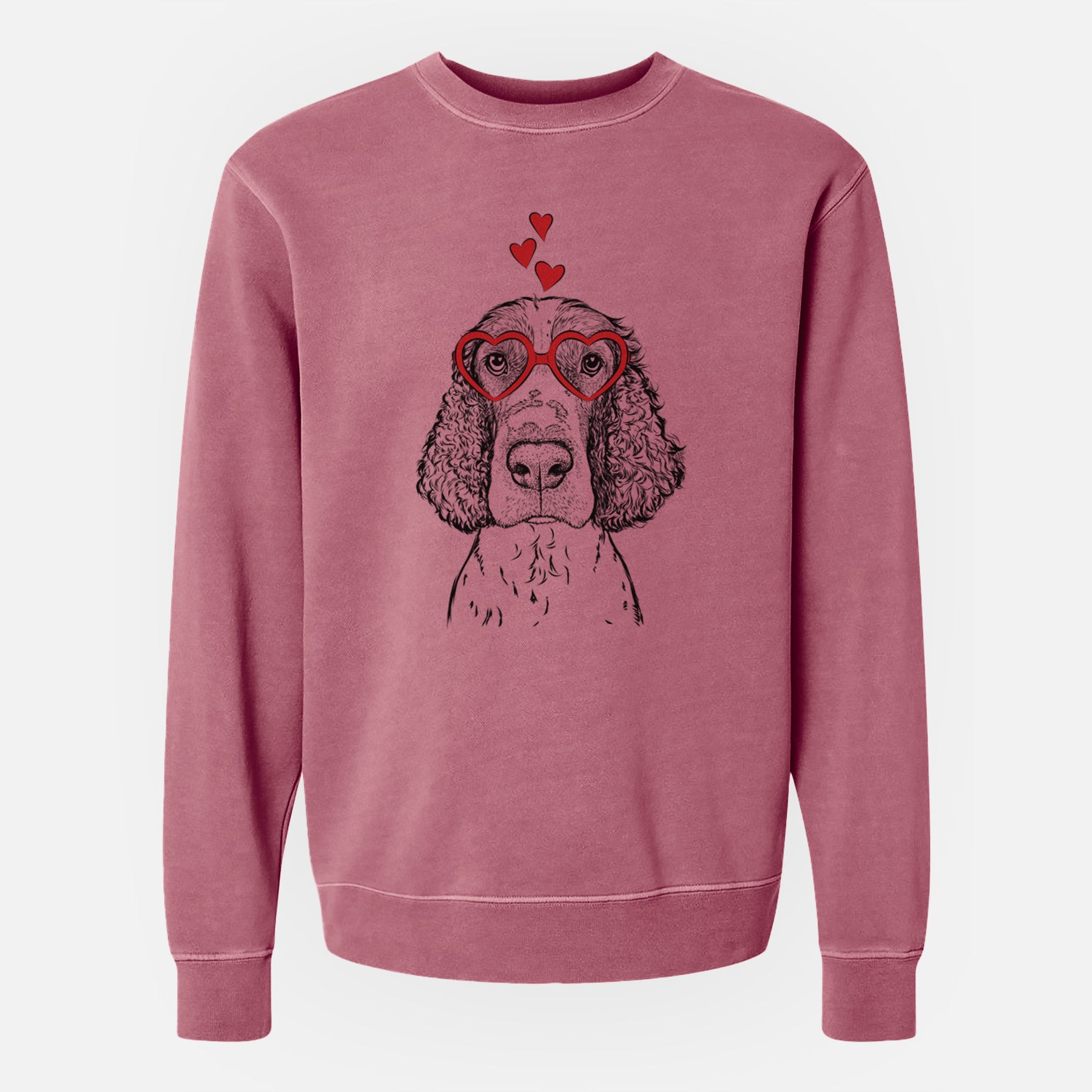 Valentine Wilbur the English Springer Spaniel - Unisex Pigment Dyed Crew Sweatshirt