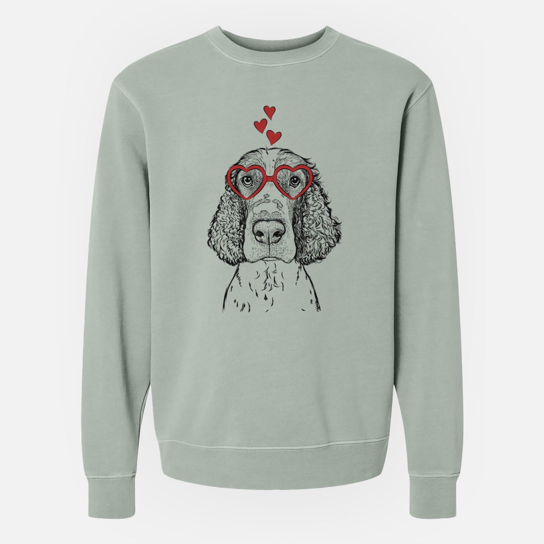 Valentine Wilbur the English Springer Spaniel - Unisex Pigment Dyed Crew Sweatshirt