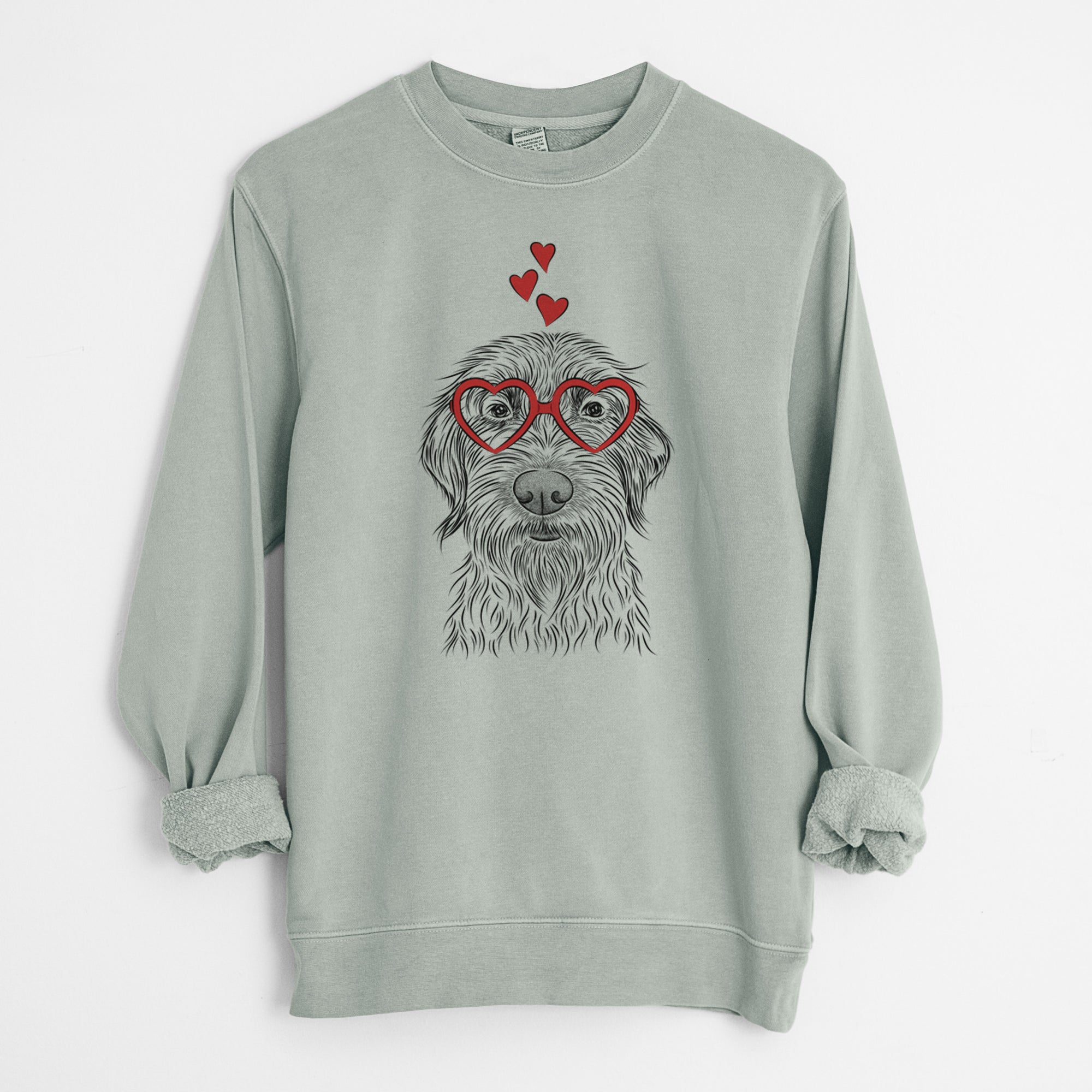 Valentine Wilkins the Wirehaired Pointing Griffon - Unisex Pigment Dyed Crew Sweatshirt