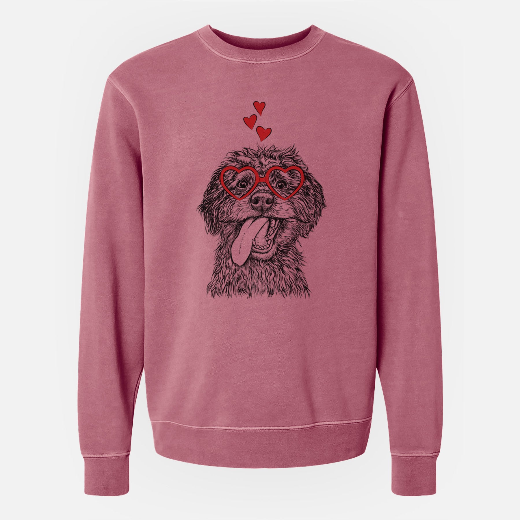 Valentine Winnie the Mini Aussiedoodle - Unisex Pigment Dyed Crew Sweatshirt