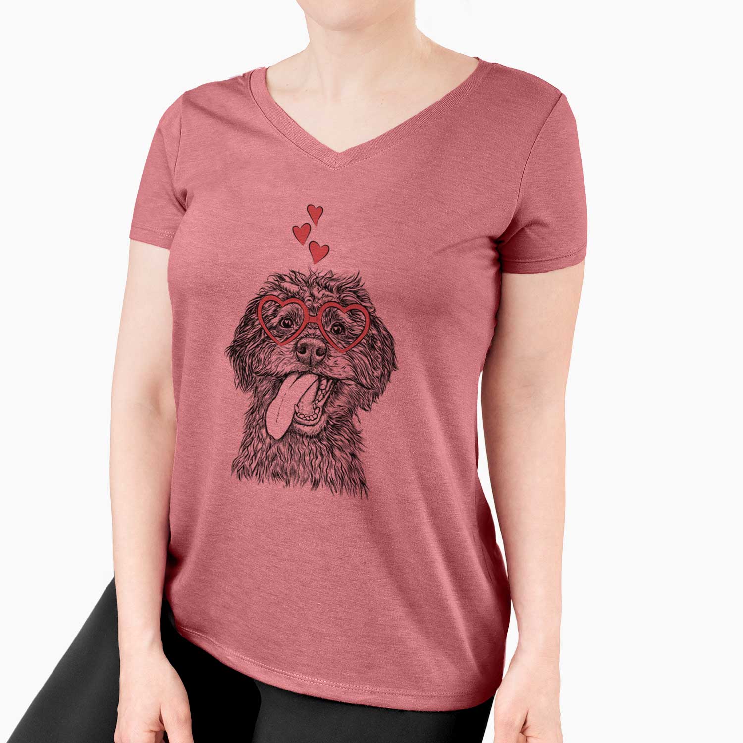 Valentine Winnie the Mini Aussiedoodle - Women's V-neck Shirt