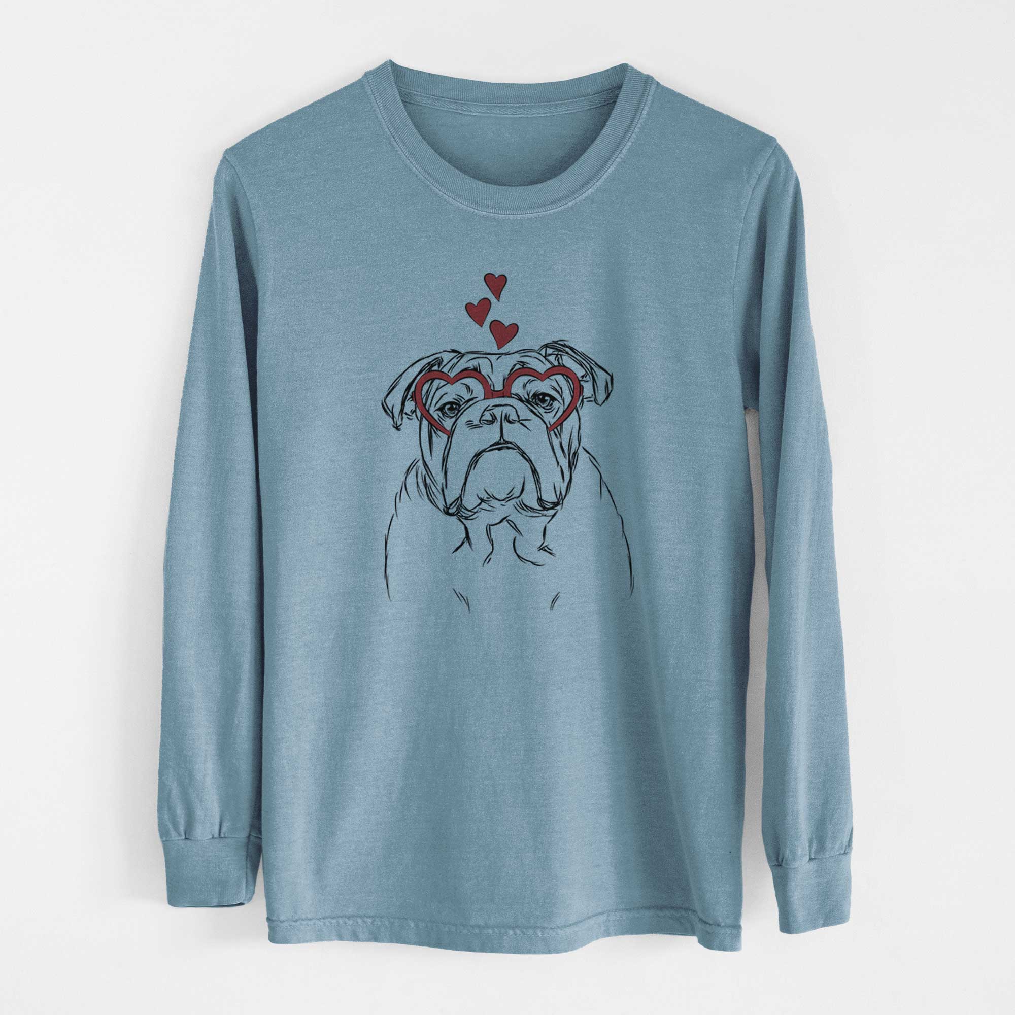 Valentine Winston the English Bulldog - Heavyweight 100% Cotton Long Sleeve